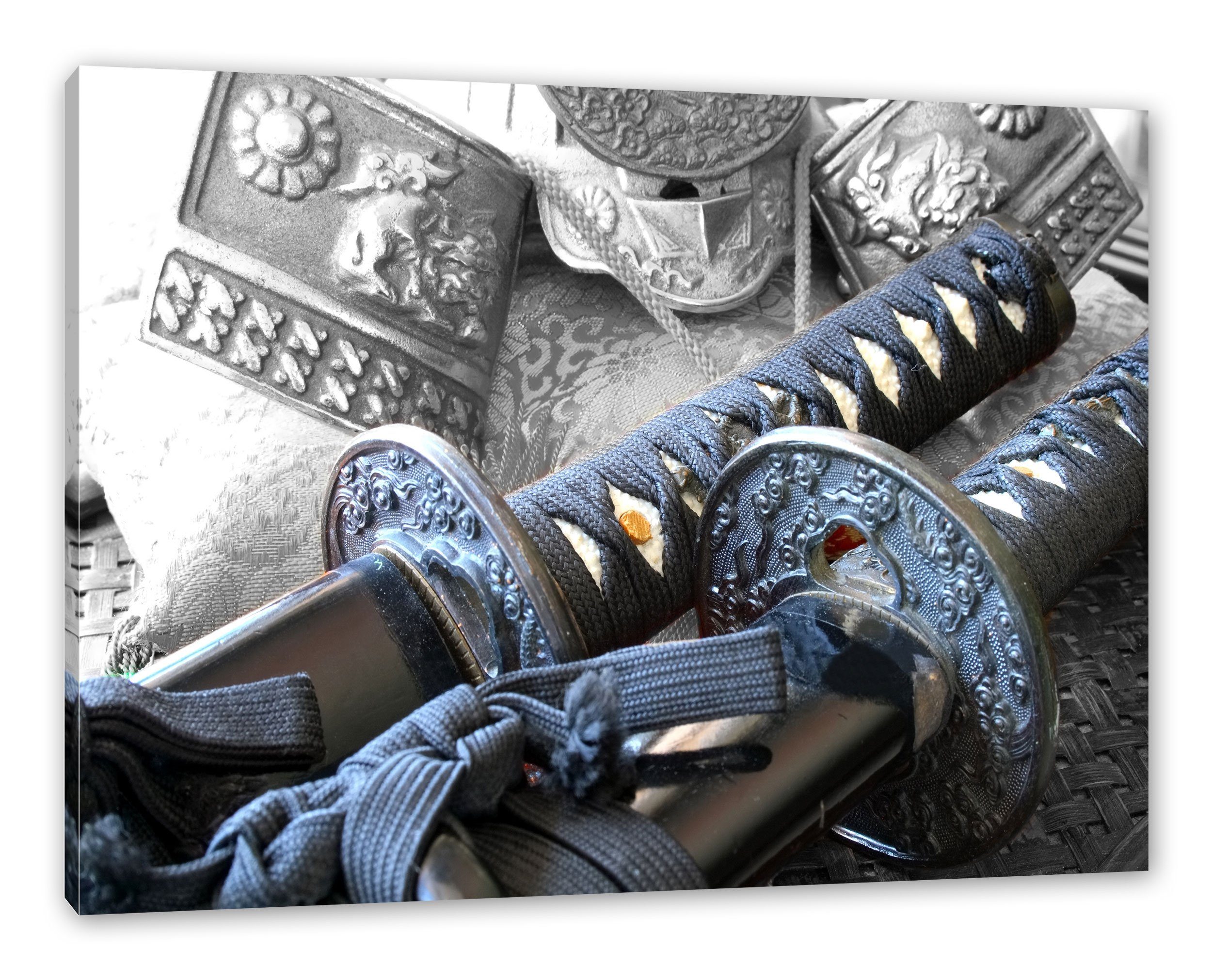 Pixxprint Leinwandbild edle Samurai-Schwerter, edle Samurai-Schwerter (1 St), Leinwandbild fertig bespannt, inkl. Zackenaufhänger