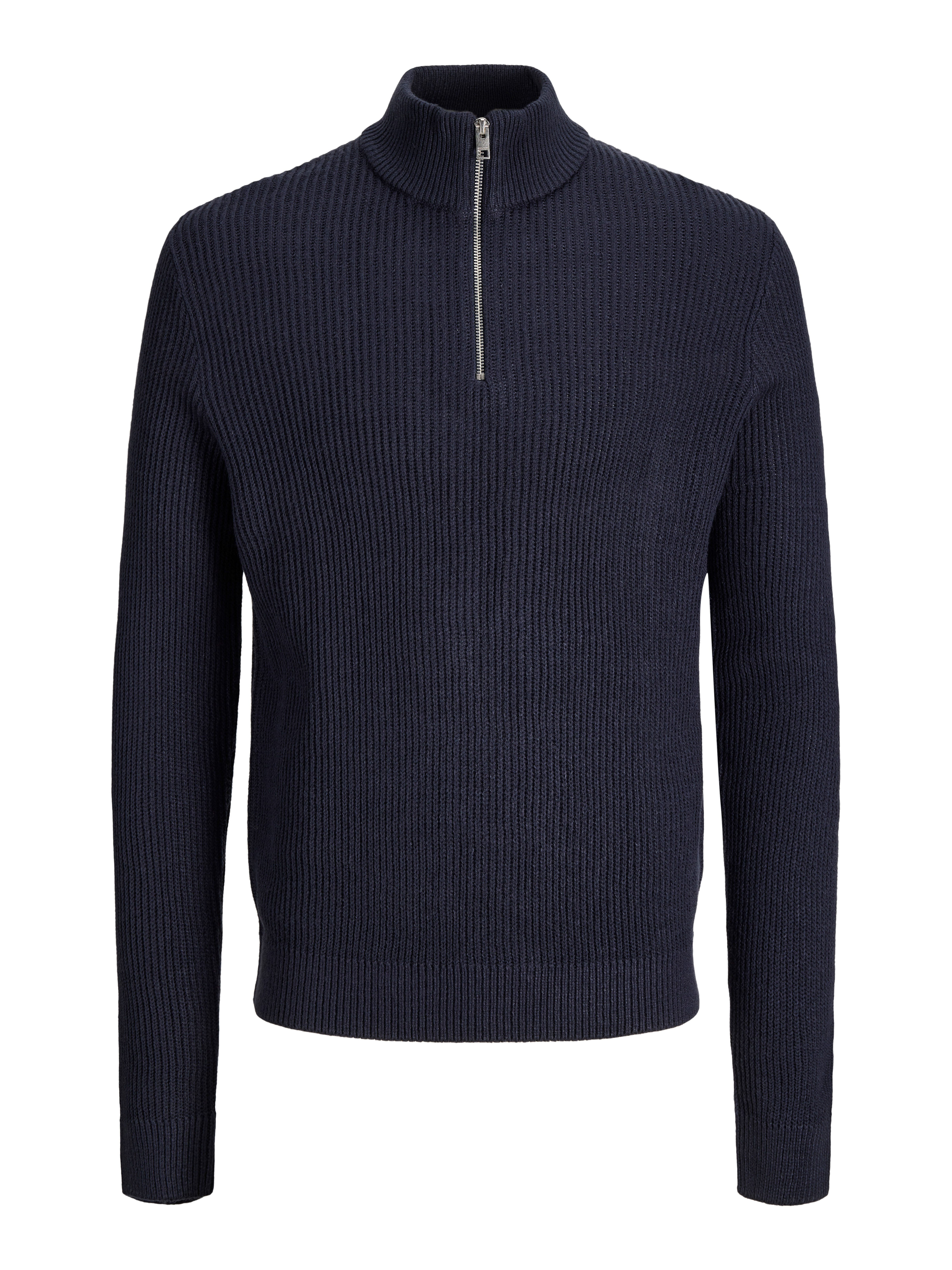Jack & Jones PlusSize Troyer JJPANNEL KNIT HALF ZIP AW26 PLS Materialmix, normal geschnitten – Bild 3 von 3