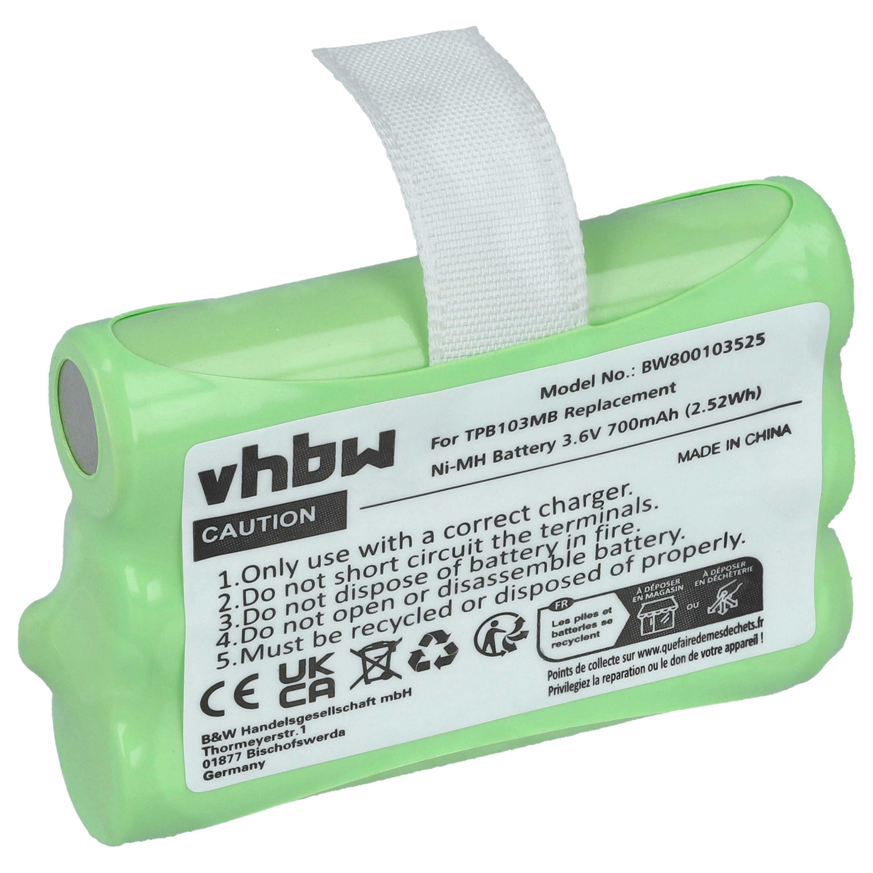 passend für TopCom 1030, 1020, 1010 Babyphone (700 mAh, 3,6 V, NiMH) Akku