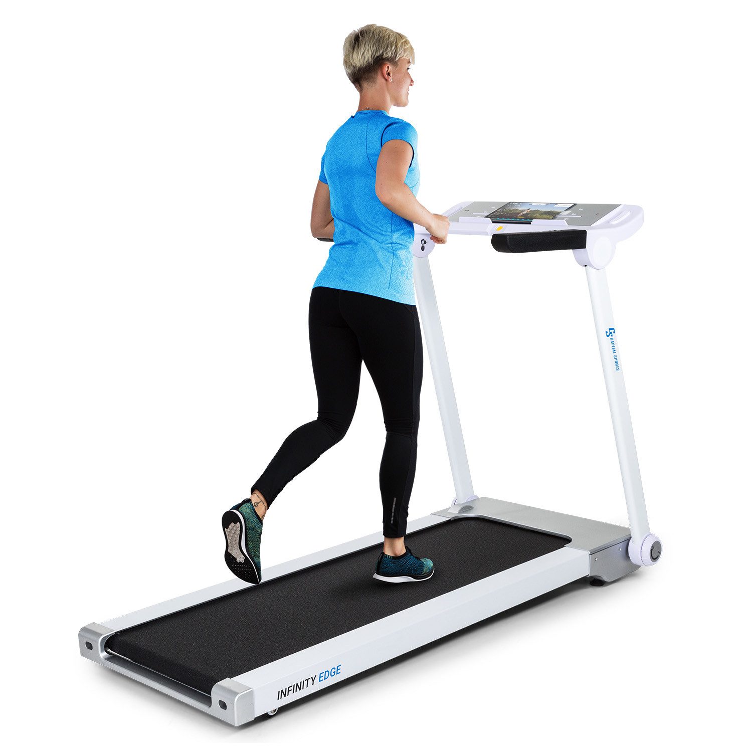 Capital Sports Laufband Infinity Edge Laufband (Set), Cardio Bluetooth LED elektrisch Lautsprecher Training Computer
