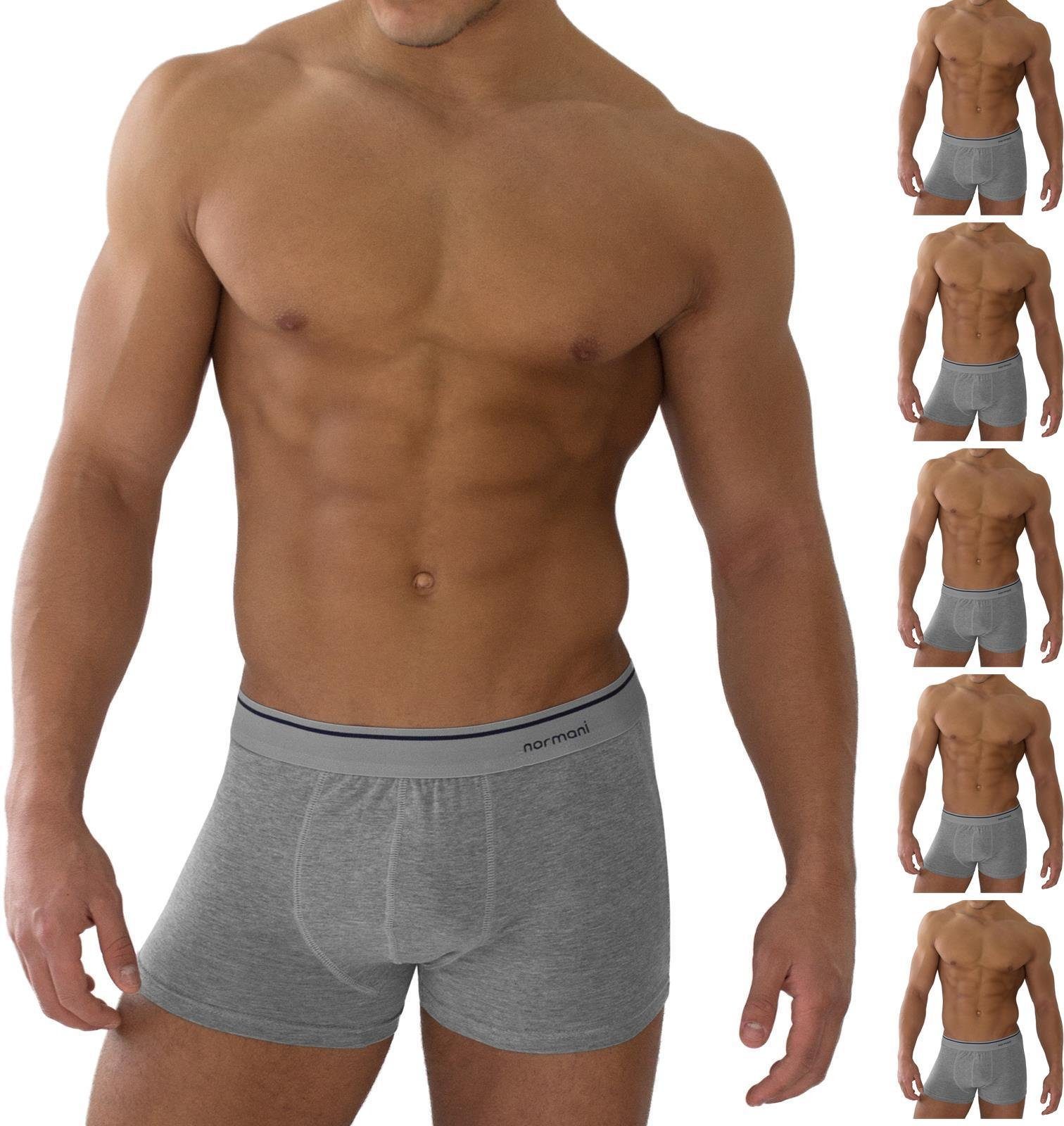 Baumwolle atmungsaktiver aus 6 Stück Boxershorts Grau Baumwolle Unterhose Retro aus Boxer Retro normani