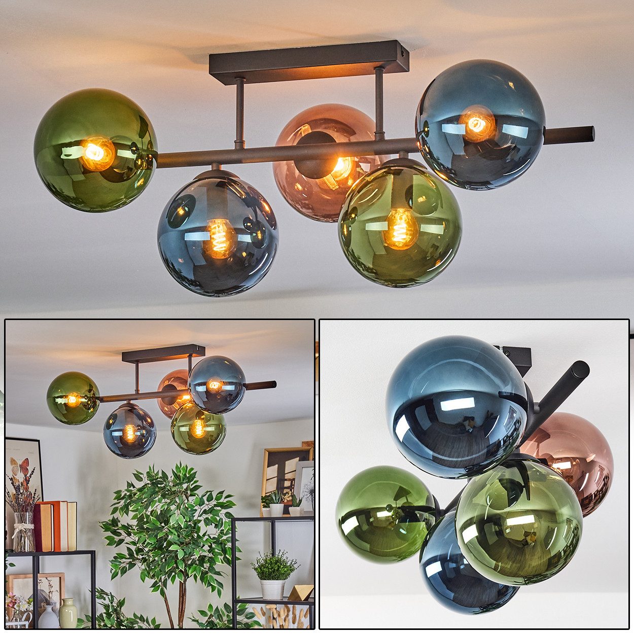 hofstein Deckenleuchte Deckenlampe aus Metall/Glas in günstig online kaufen