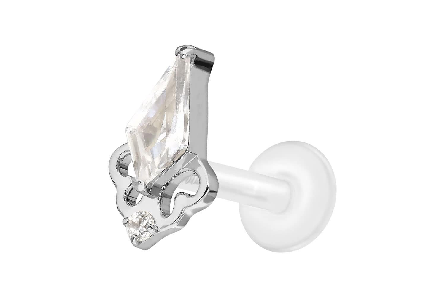 PIERCINGLINE Piercing-Set PTFE Labret mit Innengewinde + Titan-Aufsatz KRISTALLSCHILD (Labrets, 1-tlg)