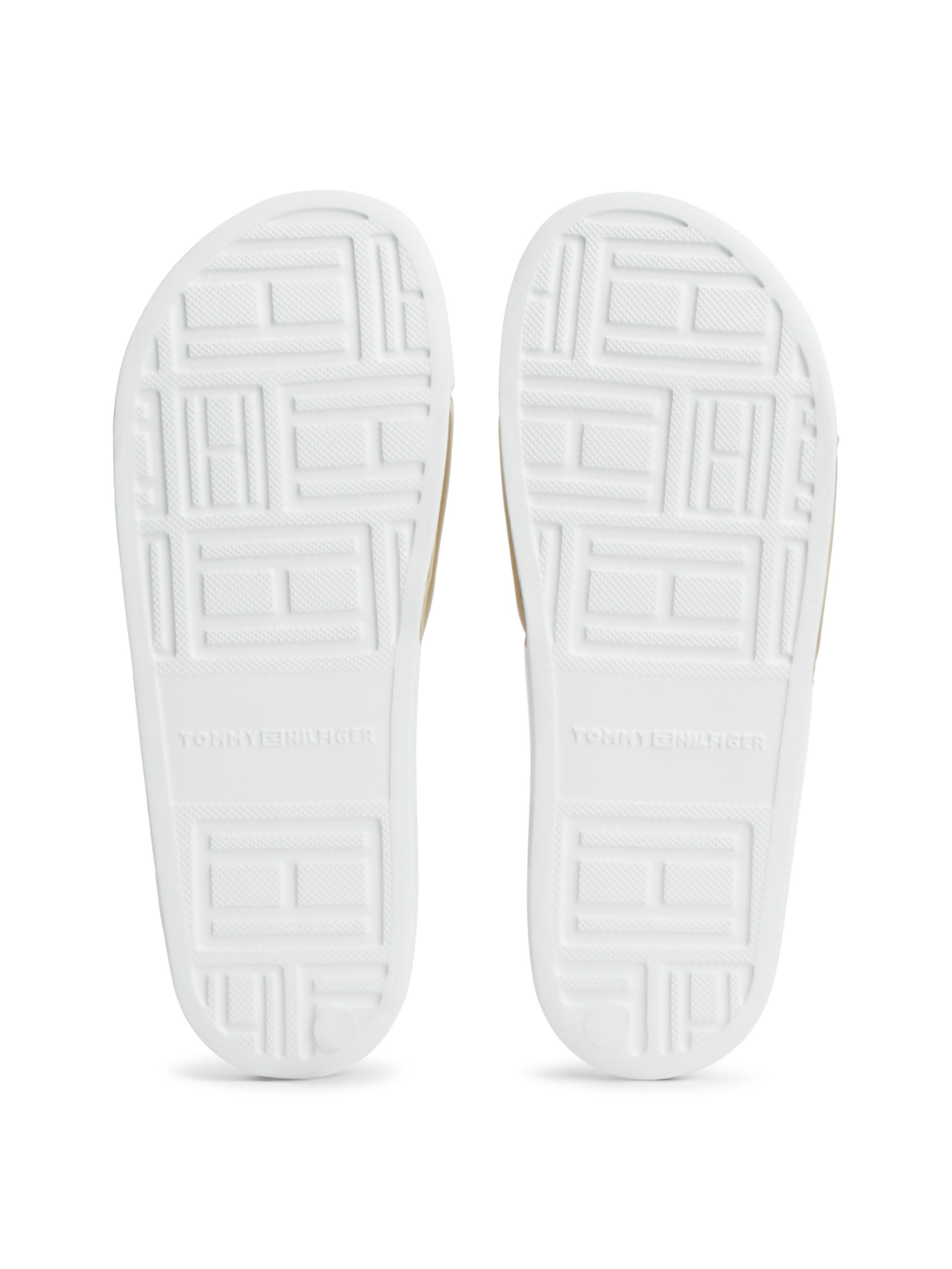 Tommy Hilfiger TH MONOGRAM POOL SLIDE Pantolette Sommerschuh, Strandschuh mit großem TH-Bandagenlogo