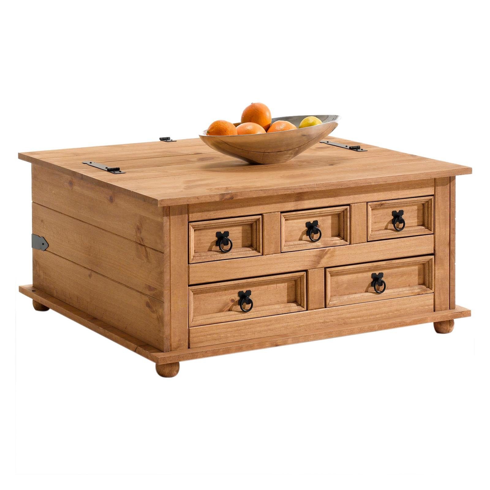 IDIMEX Truhentisch TEQUILA, Mexico Truhe mit Deckel & 5 Schubkästen, Kiefer günstig online kaufen