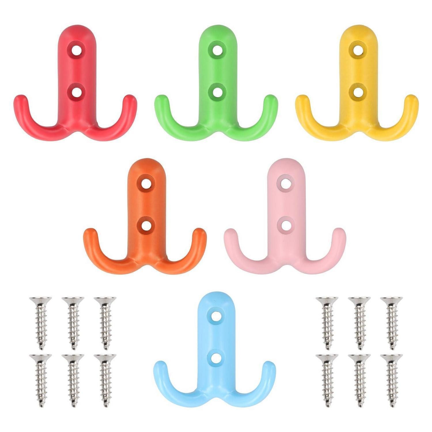 LuxusKollektion Doppelhaken Kleiderhaken Kinder Bunt Doppelt Retro Vintage Zinklegierung, (6-St)