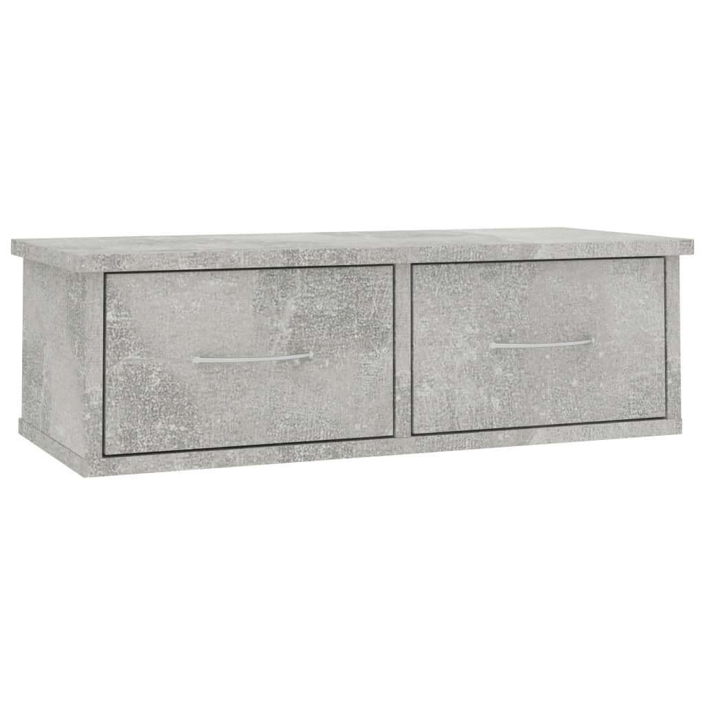 furnicato Wandregal mit 2 Schubladen 60x26x18,5 cm Betongrau Holzwerkstoff, 1-tlg., Stabile Schweberegal-Ablage mit Stauraum für Flur und Wohnzimmer