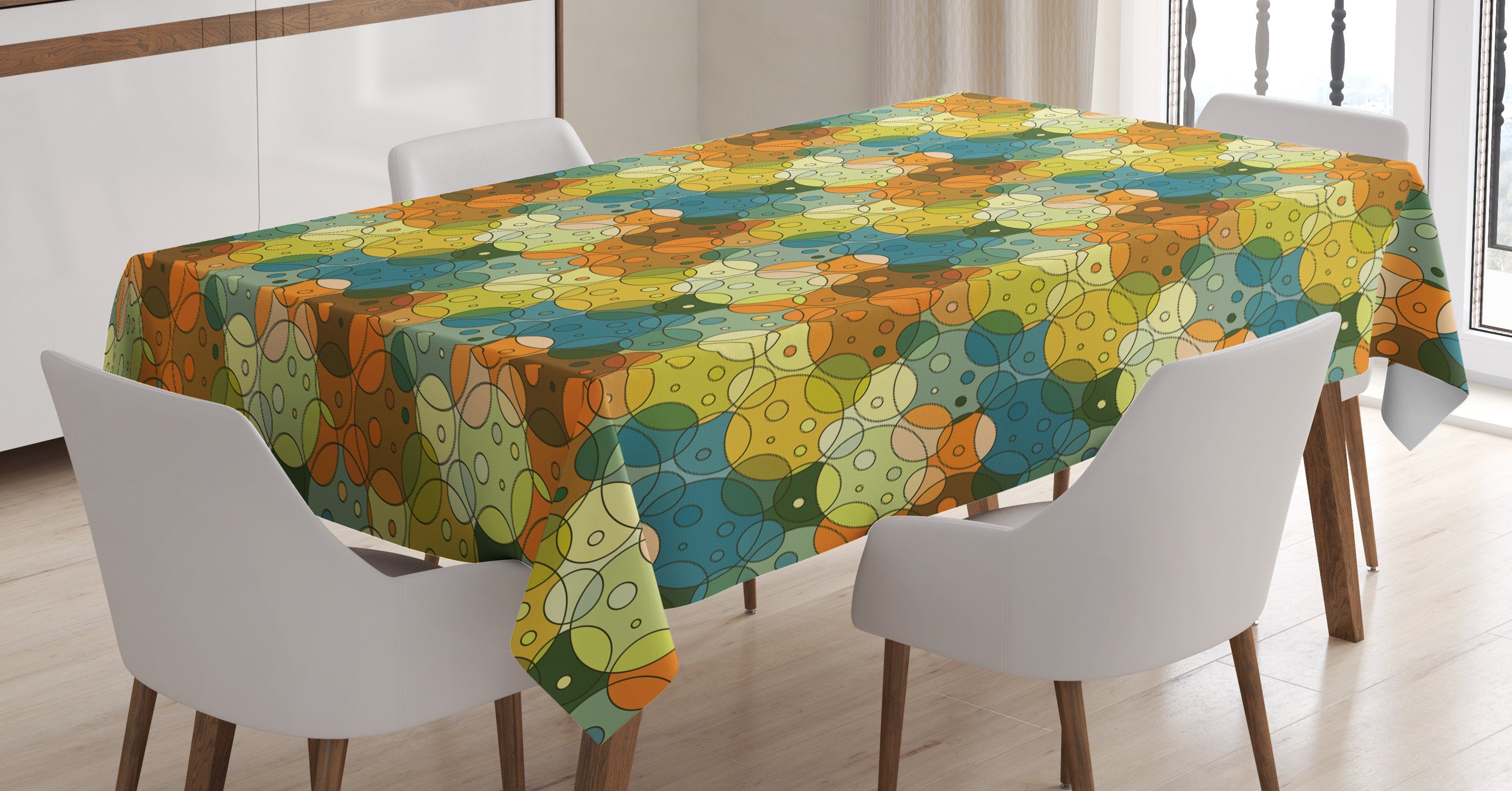 Farben, Klare Tischdecke Abakuhaus Abstrakte den Farbfest Waschbar Außen geeignet Kreis-Muster Für Bereich Geometrisch