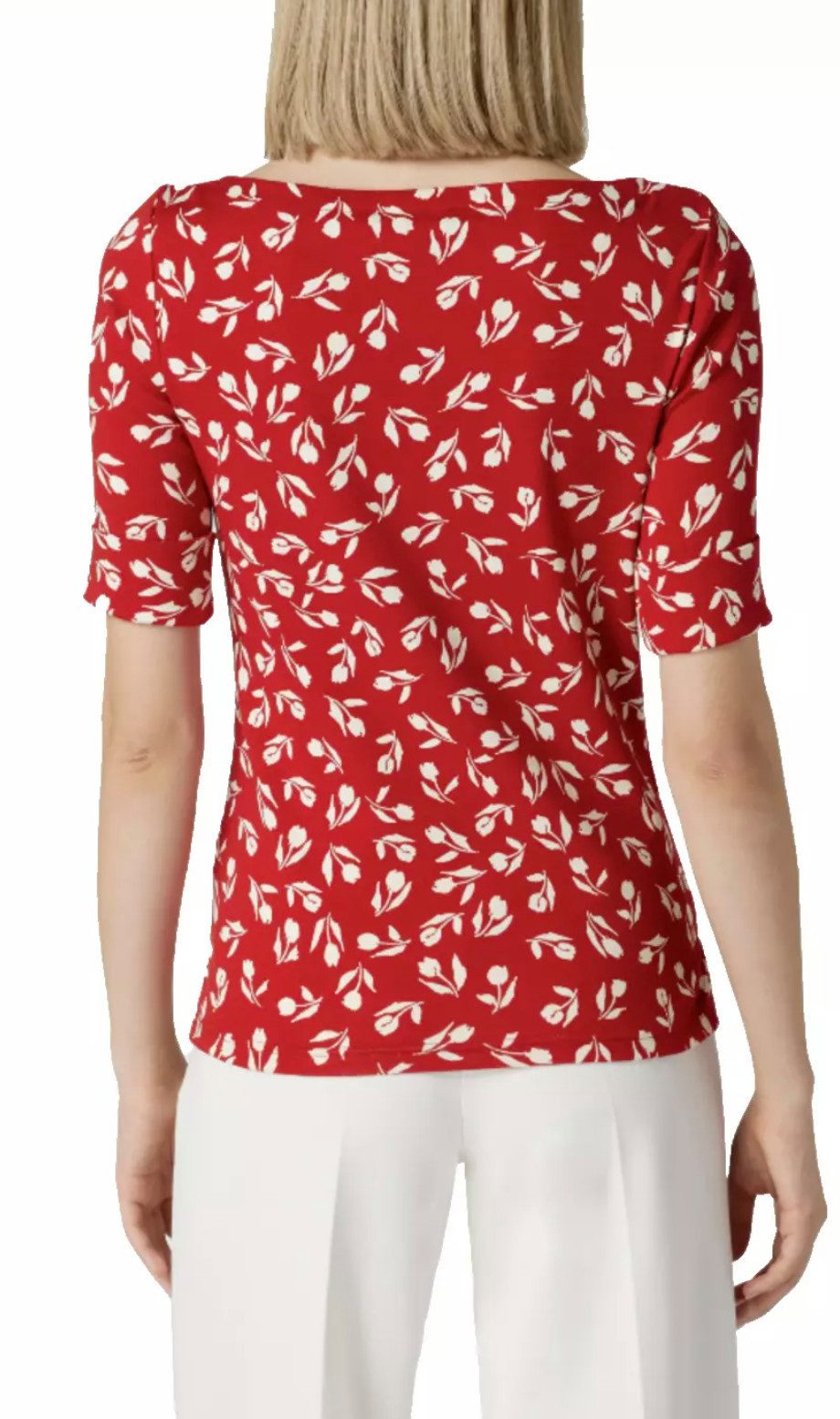 Lauren Ralph Lauren Blusentop Bluse mit Blumenmuster Blusentop Shirt T-shirt Tee Florales Muster, U-Boot-Ausschnitt, fixierte Ärmelabschlüsse