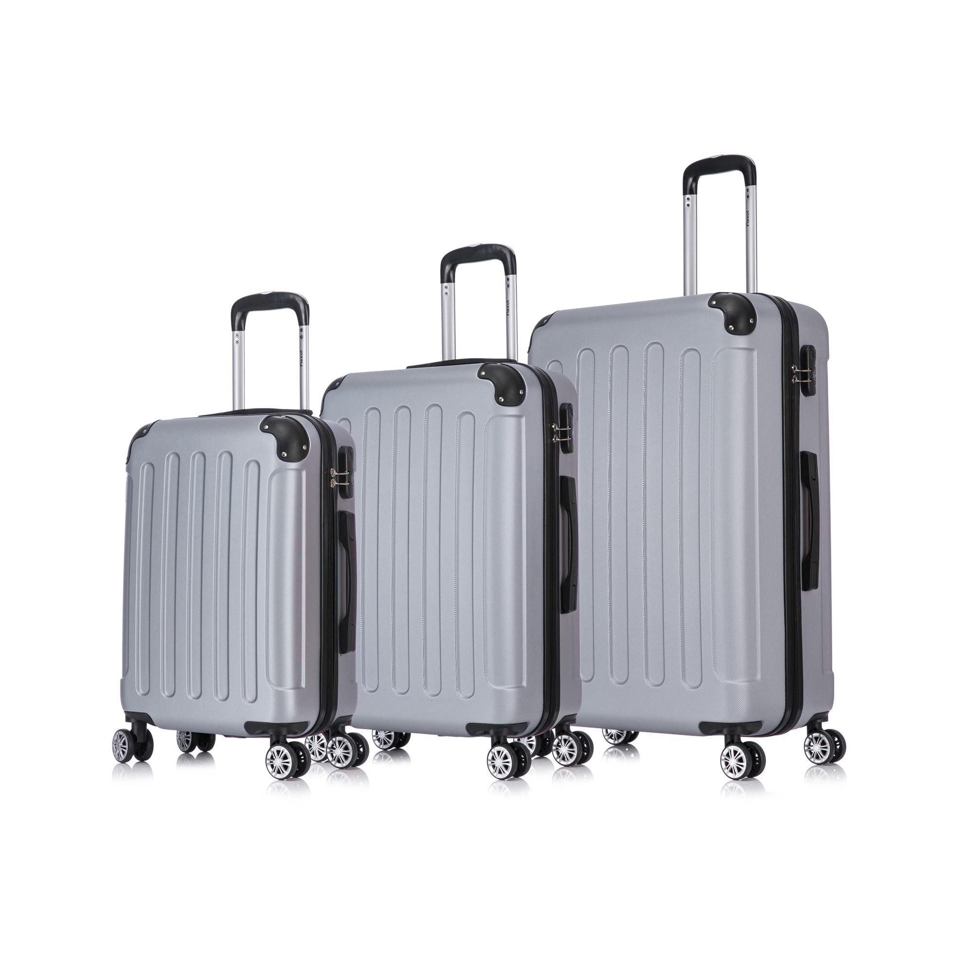 Flexot Hartschalen-Trolley F-2045 Kofferset, 360° Rollen, robuster Reisekoffer, Bordcase, 4 Rollen, Robuster und moderner Koffer mit vier 360° Rollen und Zahlenschloss