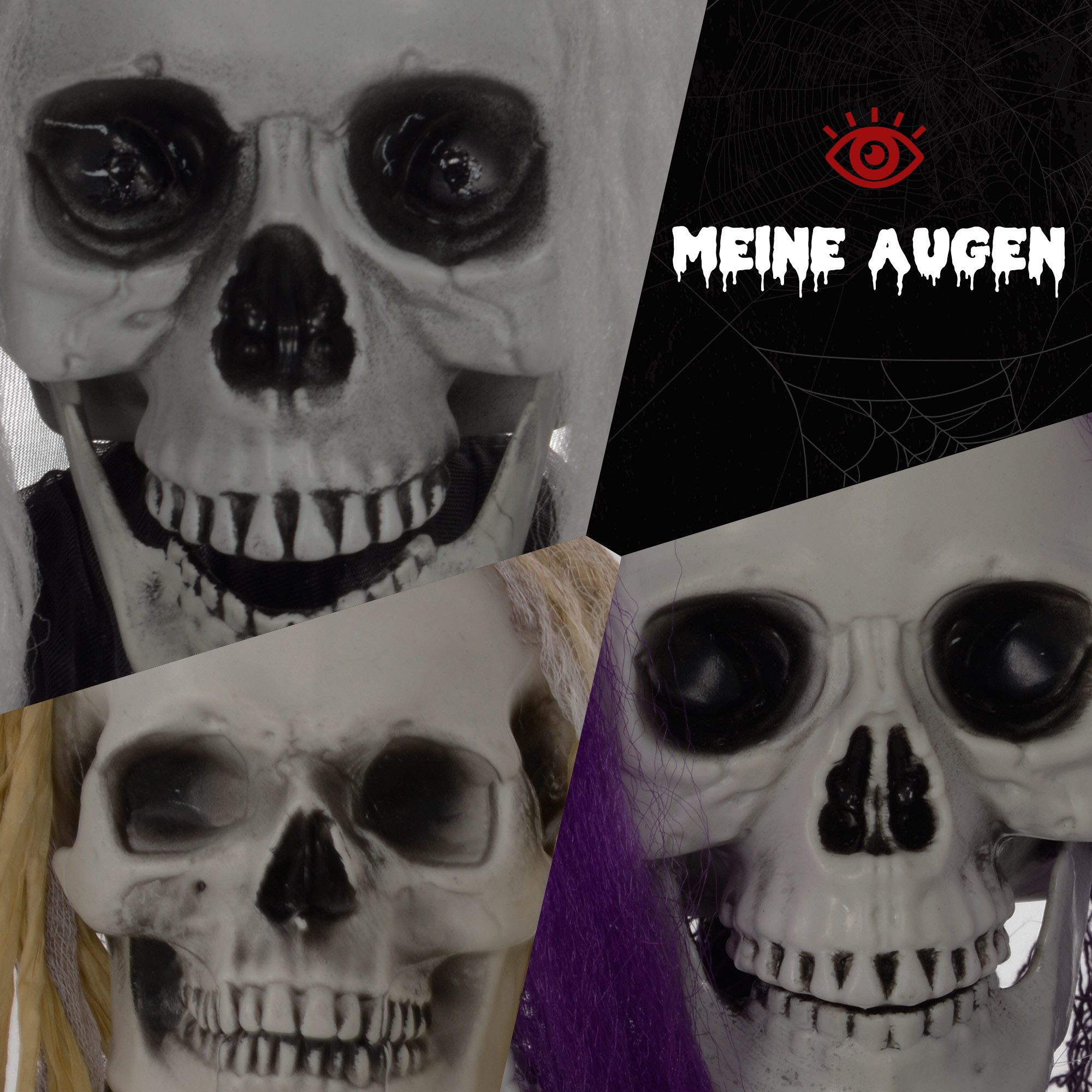 HOMCOM Dekofigur 3er-Set Halloween Dekoration mit verstellbare Arme, Haustür Deko (Hängendes Skelett, 1 St., Spukhaus-Requisite), für Hof Rasen, Garten, Party – Bild 4 von 5
