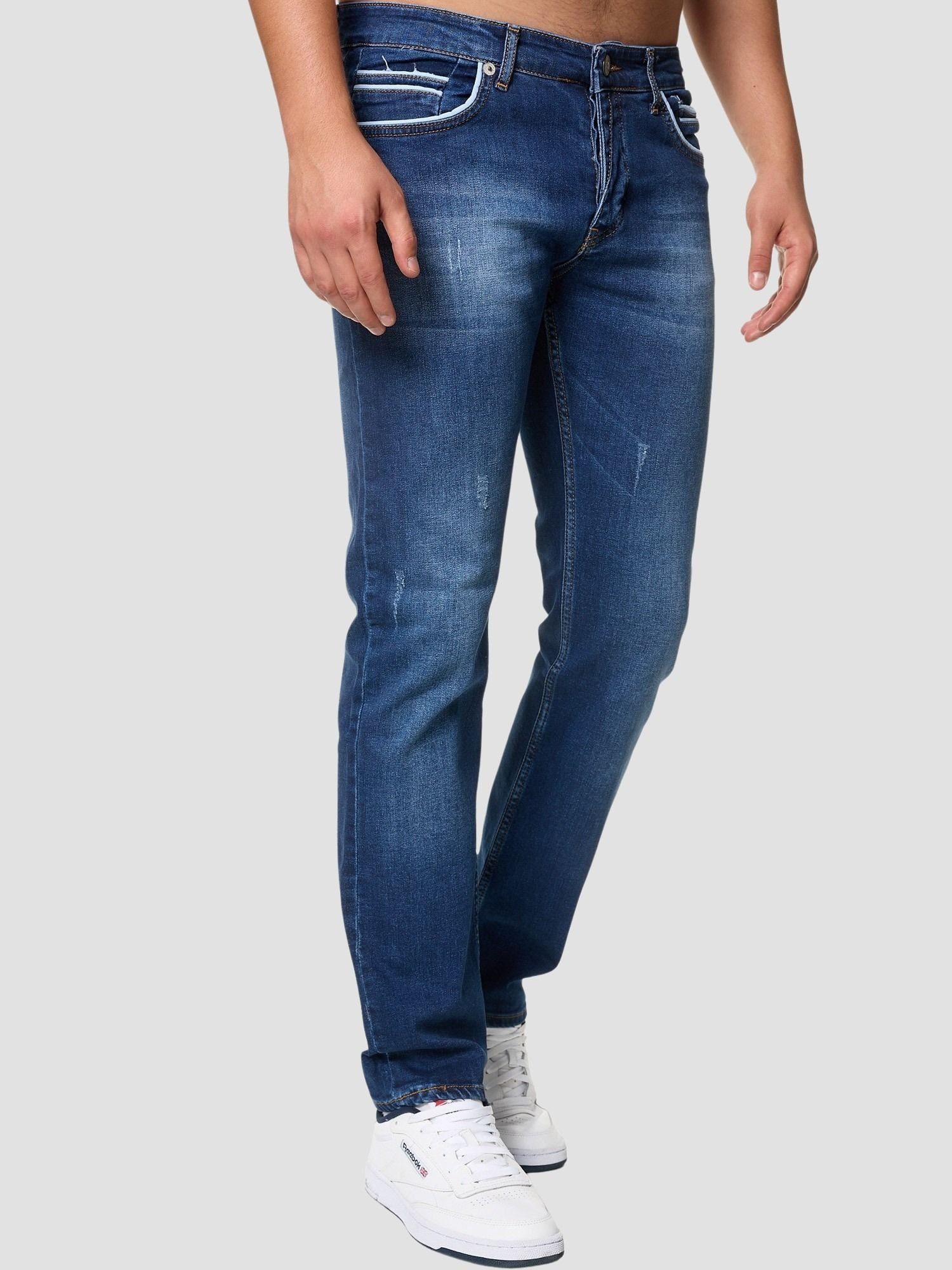 John Kayna Regular-fit-Jeans Herren Jeans Regular Fit Denim Jeanshose Herrenjeans Designer Herrenho (Jeanshose Designerjeans Bootcut, 1-tlg) Freizeit,Casual J-3450C Blue