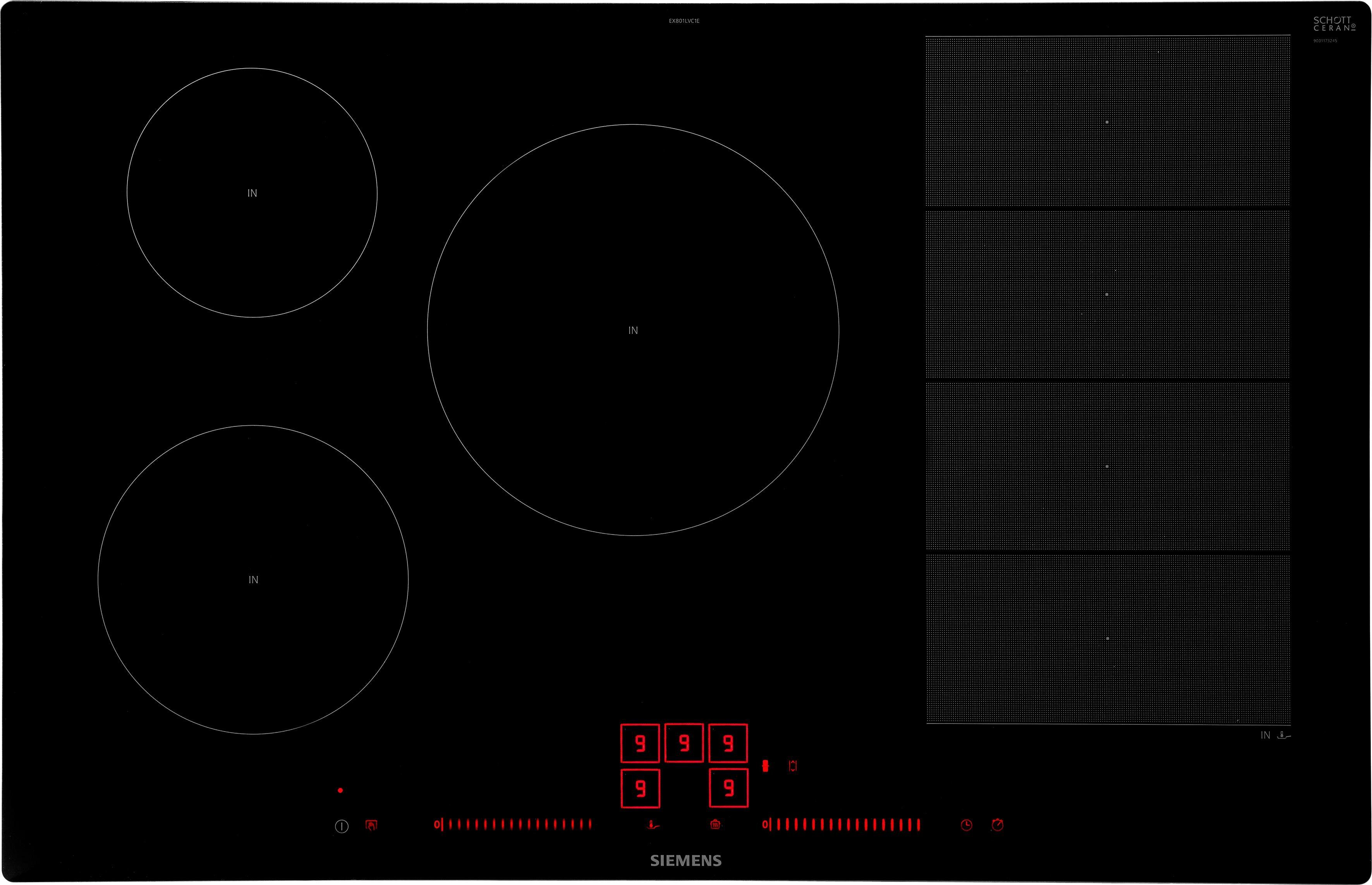 SIEMENS Flex-Induktions-Kochfeld von SCHOTT CERAN® EX801LVC1E, mit powerMove Plus