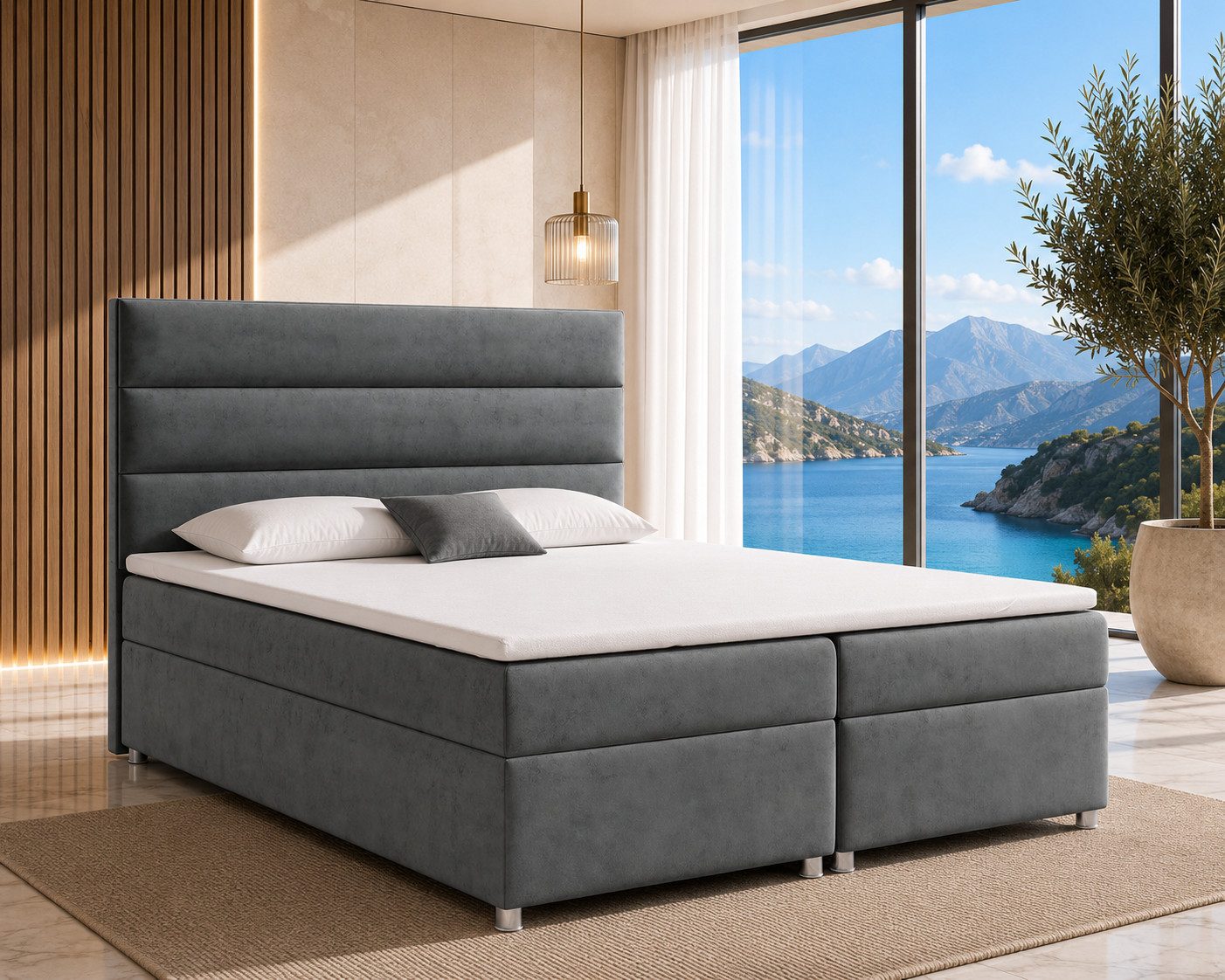Best for Home Boxspringbett mit Bettkasten Trinity K1 Bonell-Matratze inkl. Komfort Topper (Polsterbett Doppelbett Boxbett mit gepolstertes Kopfteil, versch. Größen, 1-St., 140x200 160x200 180x200 200x200 cm), Handwerksqualität