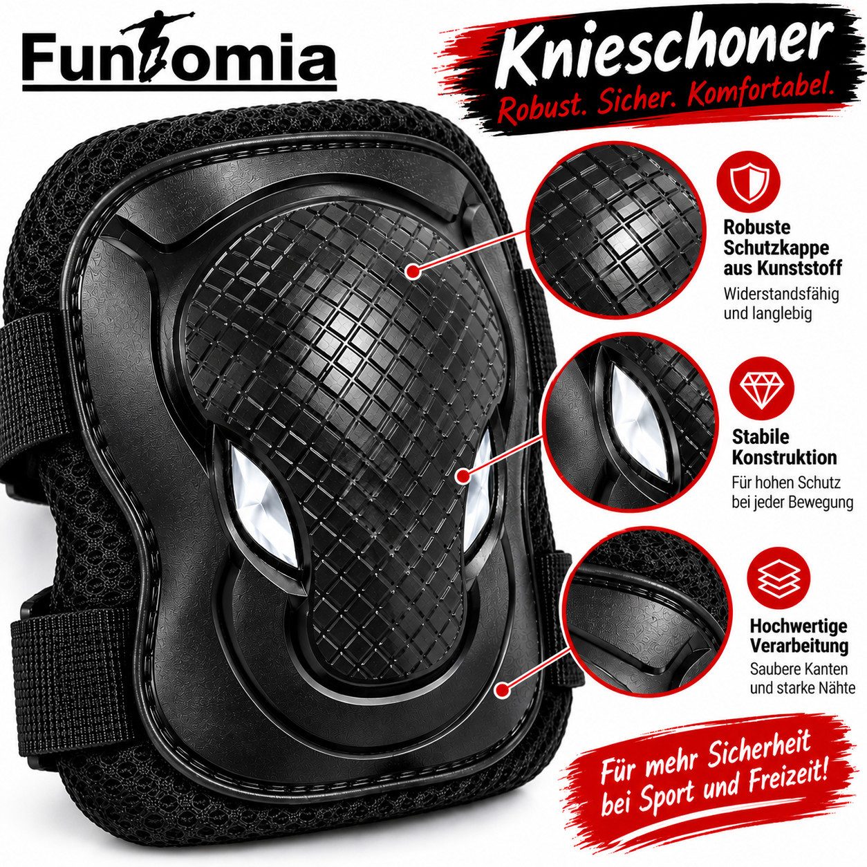 FunTomia Protektoren-Set FunTomia Schoner Kinder Protektoren, Skater, Gr.S M L (6-tlg) – Bild 2 von 5