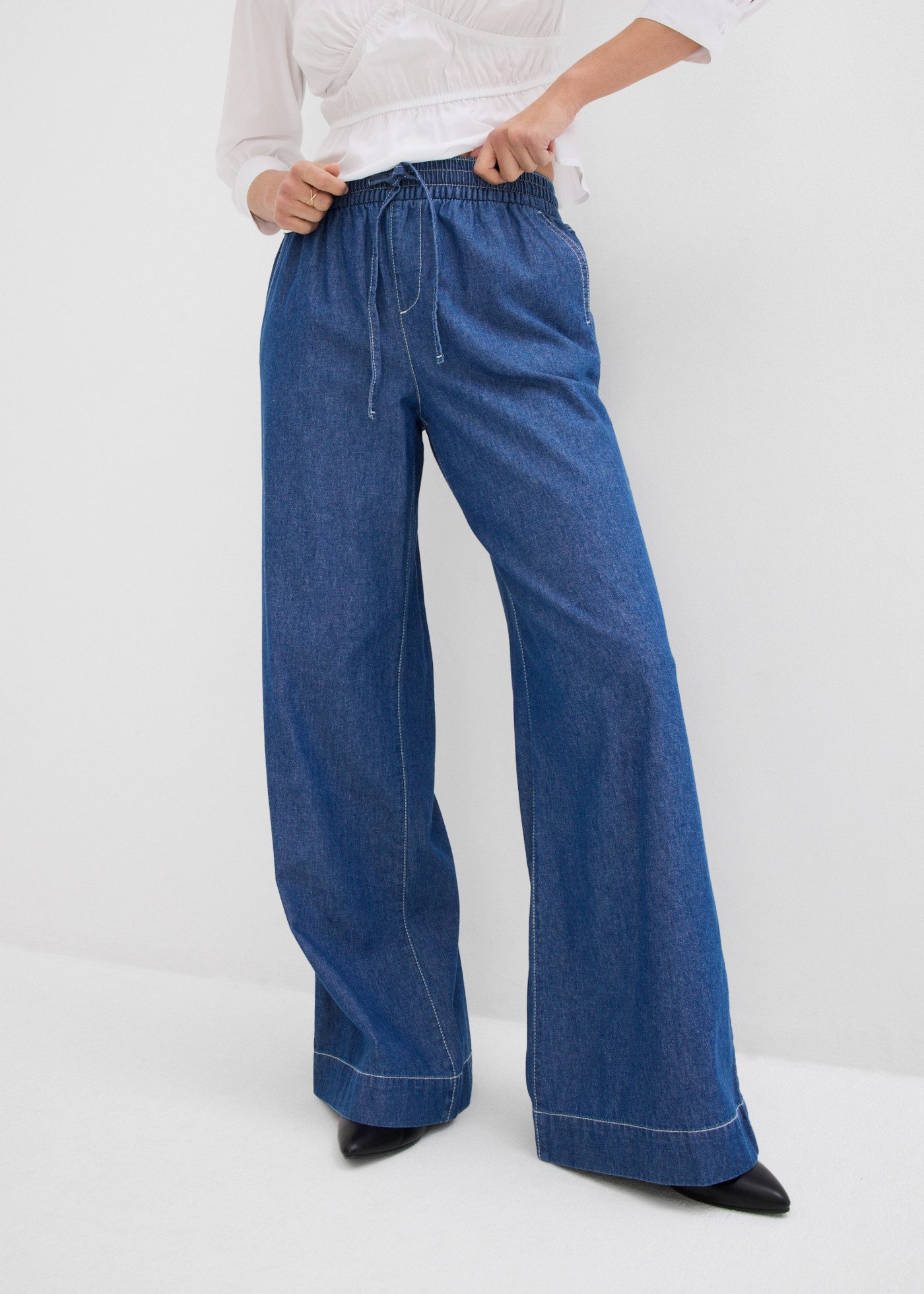 bonprix Weite Jeans mit Gummibund, Loose Fit, aus reiner Baumwolle