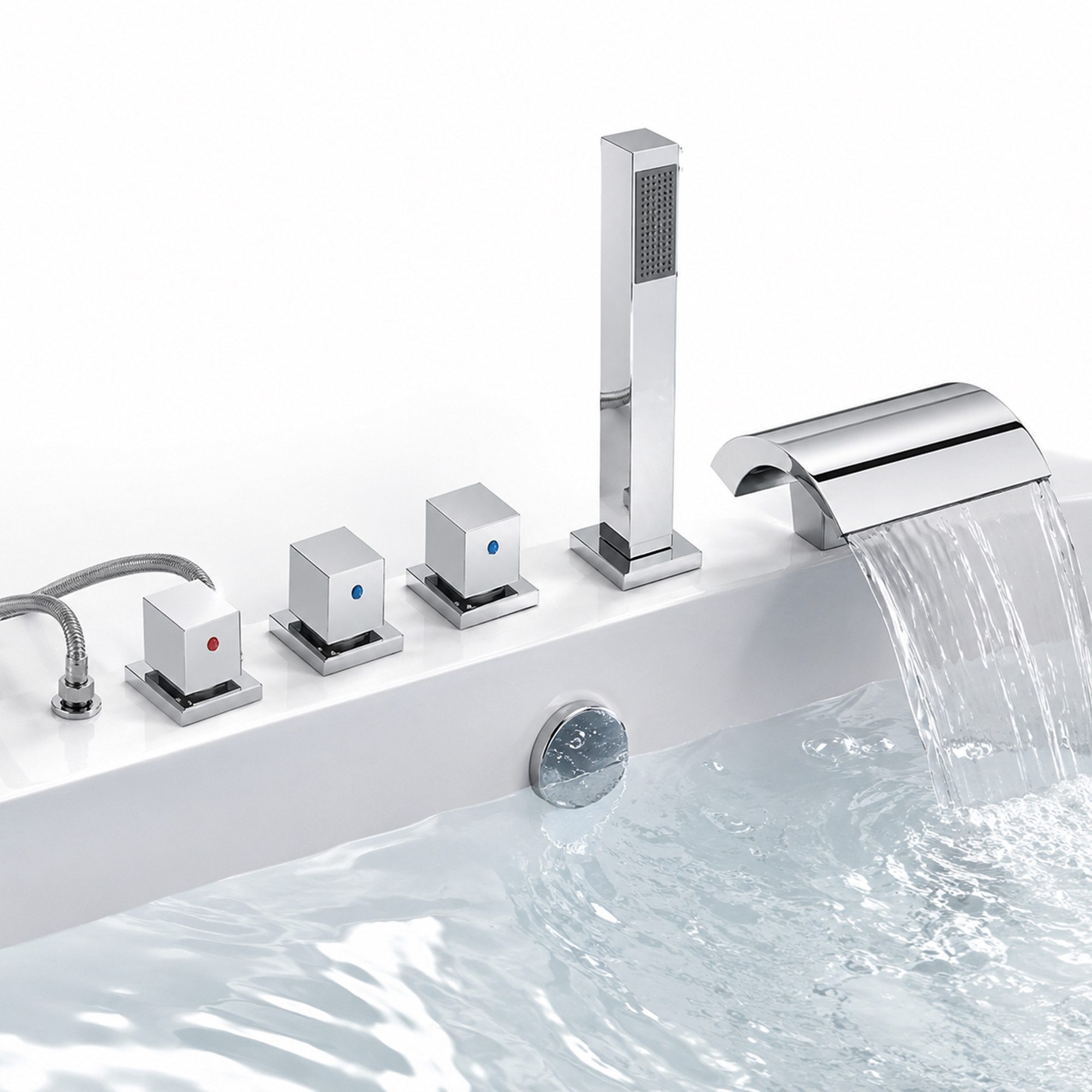 Badarmatur Handbrause Wannenarmatur Duscharmatur 5 Loch Badewannen Armatur Set