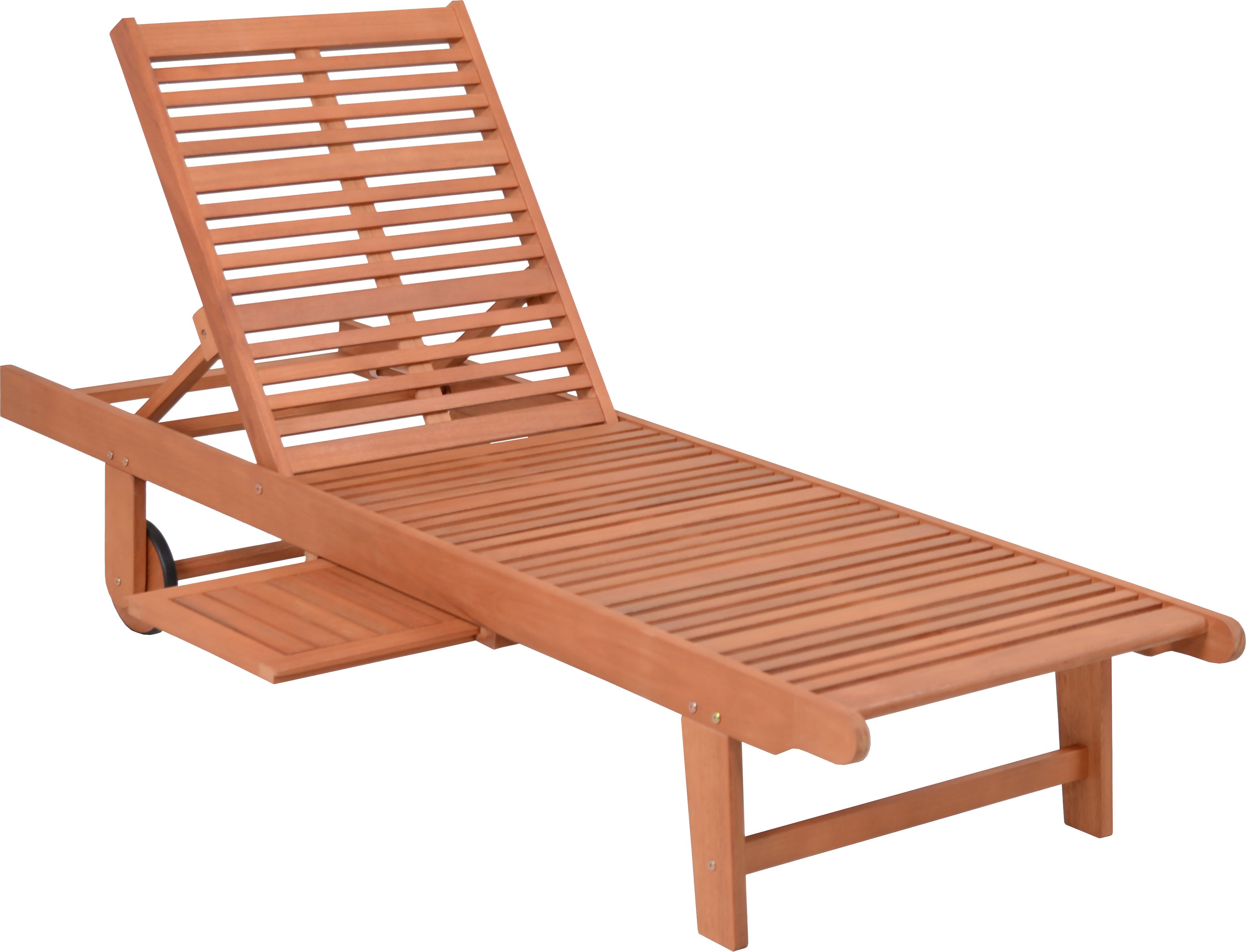 Garden Pleasure Gartenliege Sonnenliege »SAN DIEGO«, braun, Eukalyptusholz, verstellbare Rückenlehne, L: 110, cmausziehbarer Tisch