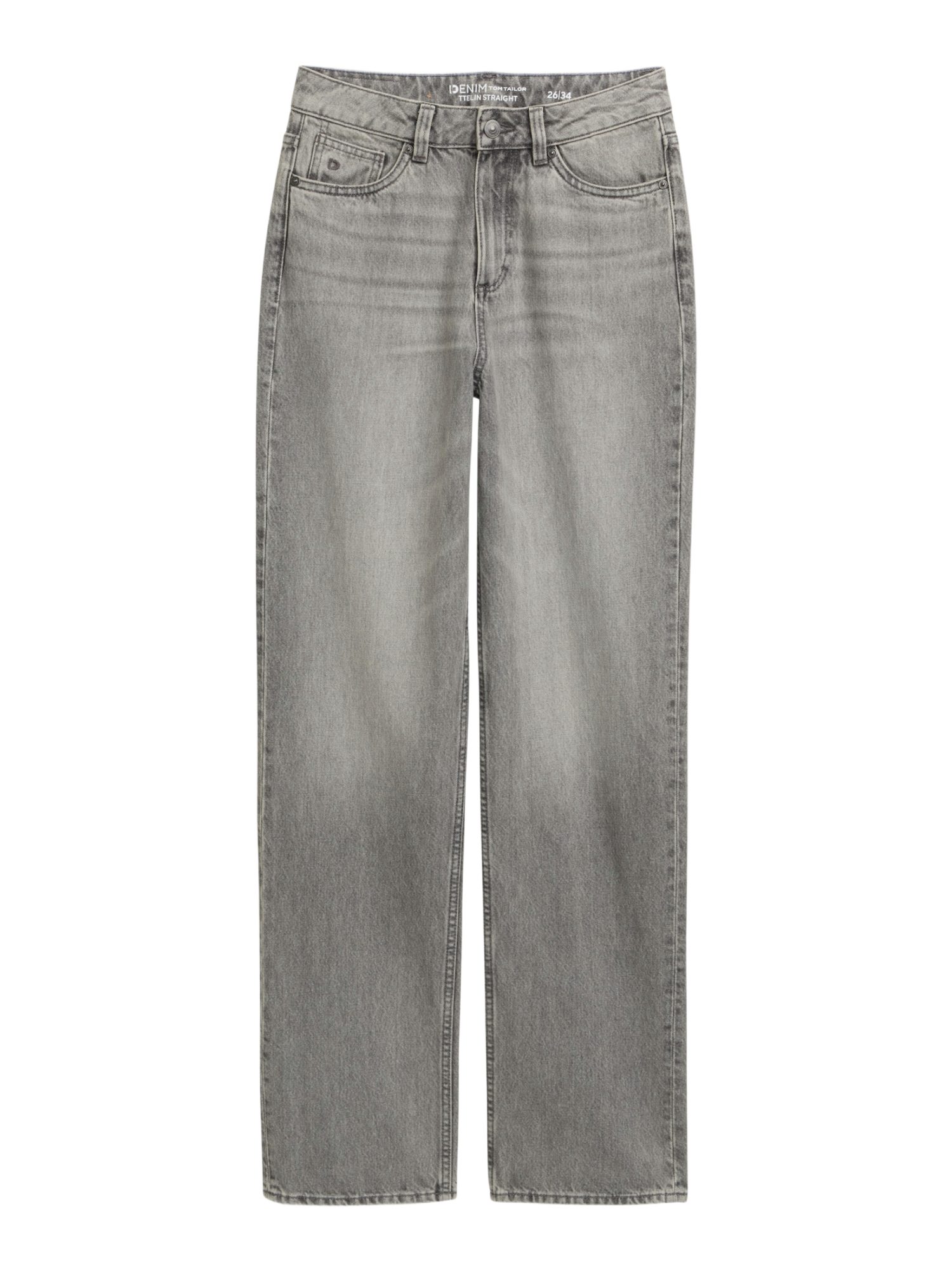 TOM TAILOR Denim 5-Pocket-Jeans H grau,Casual,Baumwolle,Unifarben,Straight Leg,Mittel