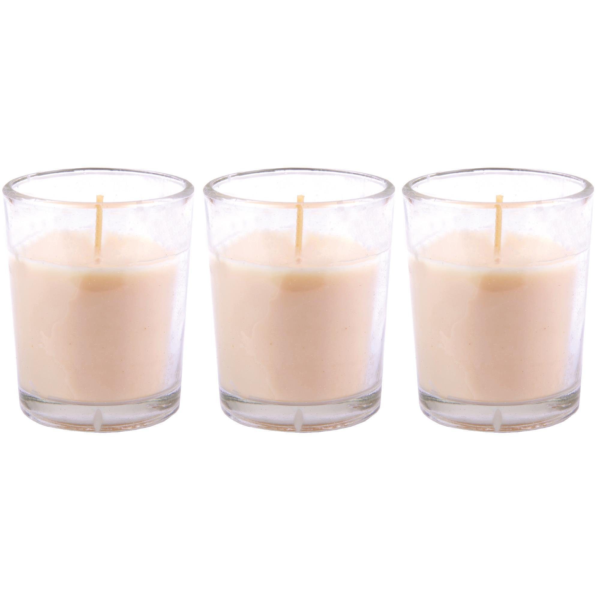 HS Candle Duftkerze Set im Glas (3-tlg), Vanille, warme & süße Duftnote, Ø4,5x6,5 cm, bis zu 12h Brenndauer – Bild 4 von 5