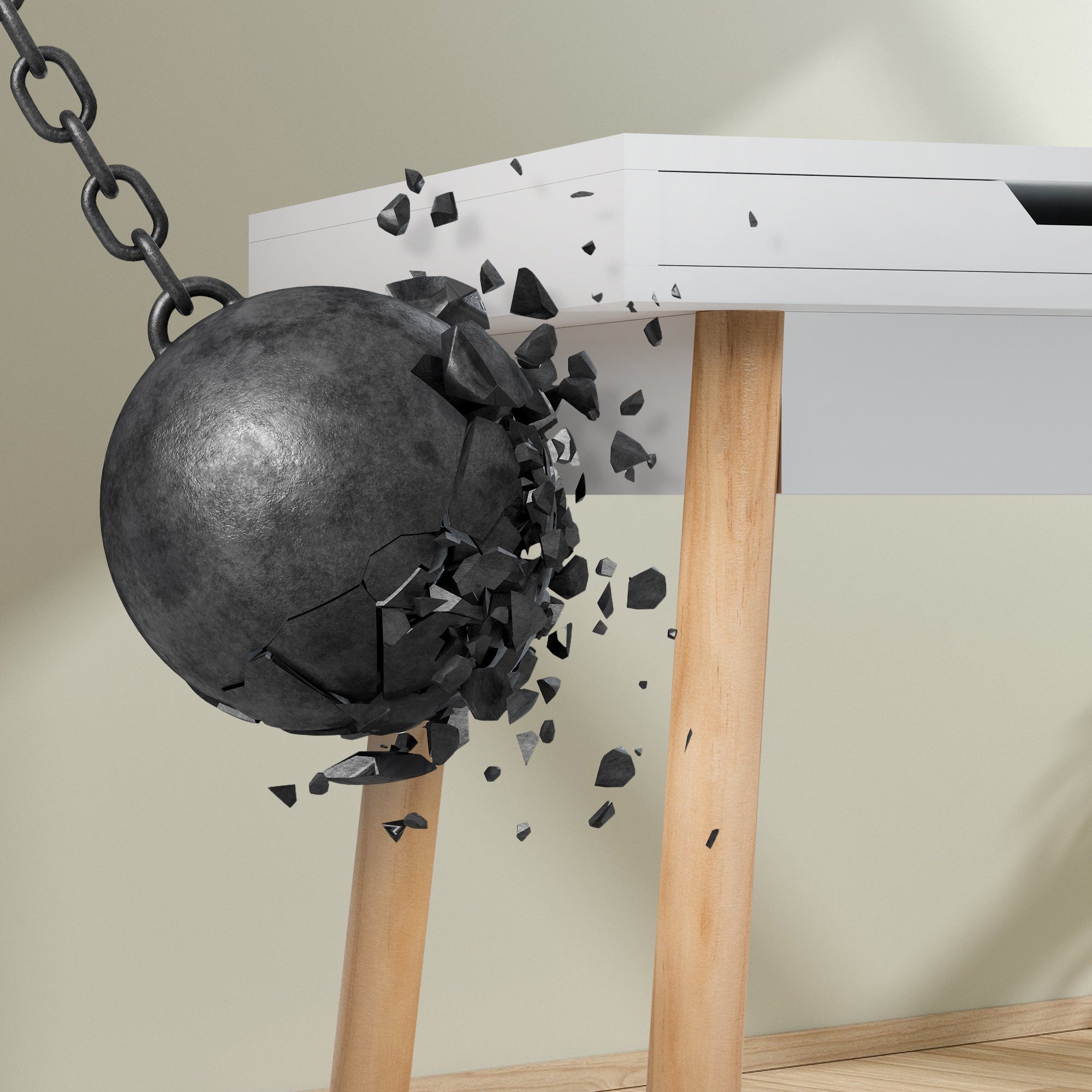 CLP Schreibtisch Porto V2, Bürotisch mit 2 Schubladen, Eichenholzbeine