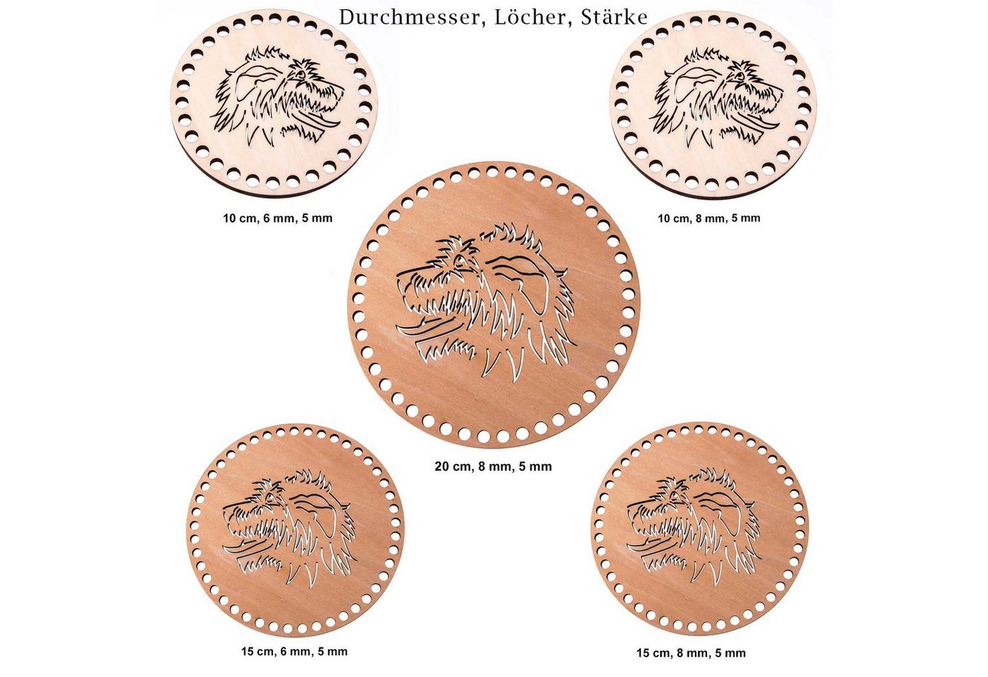 Thumbnail - VLNIKA Bastelnaturmaterial 1 Korbboden Korbdeckel Holz Natur Körbe Flechtboden, 150x5x8mmHund