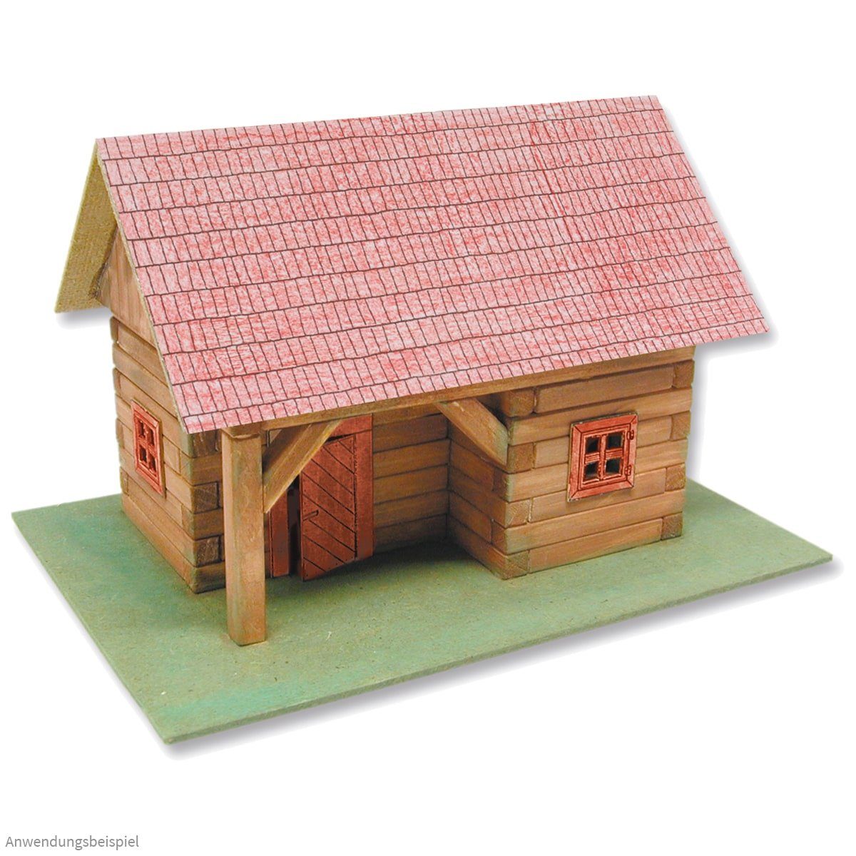 matches21 HOME & HOBBY Blockhaus mit Vordach Kinder ab 11 Jahren Holzbaukasten
