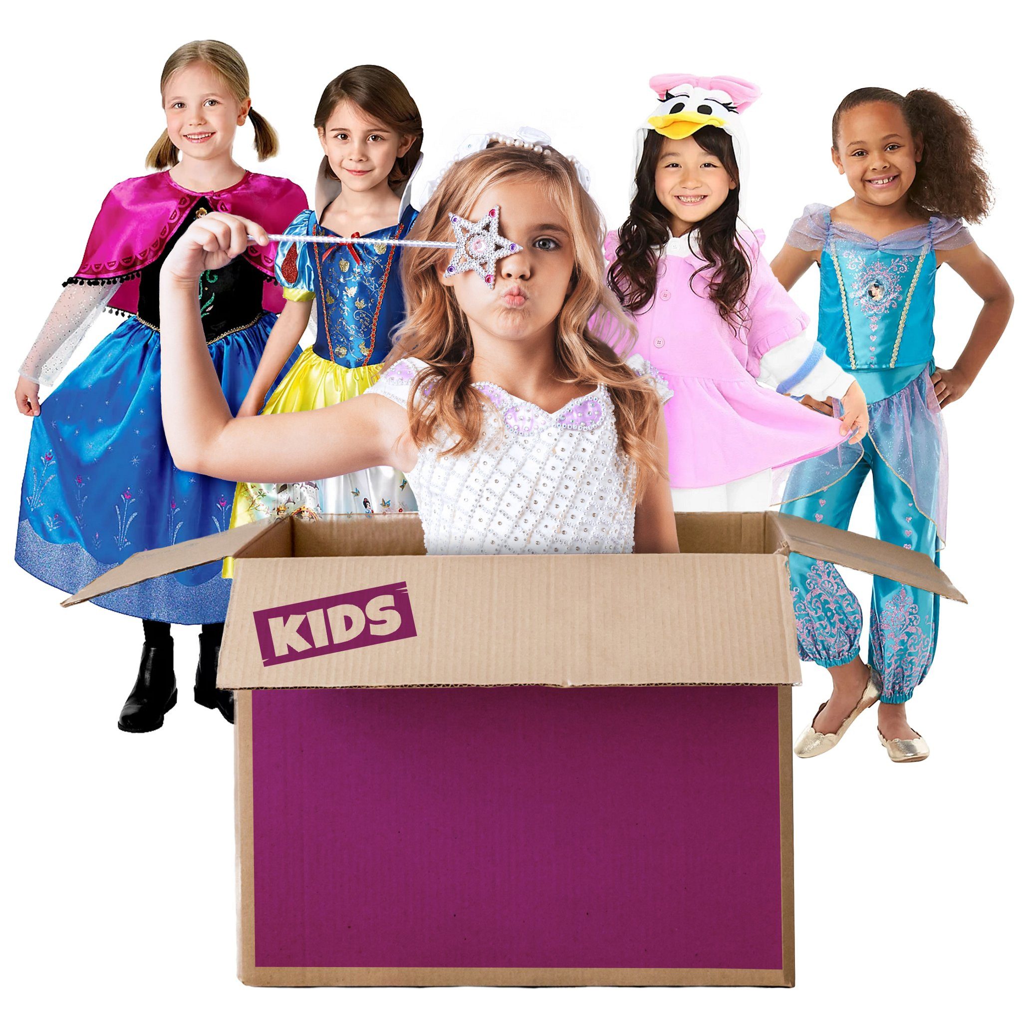 Rubie´s Kostüm Disney Verkleidungskiste für Mädchen - Fasching, Zauberhafte Disney Kostümbox für Mädchen mit drei Kostümen, die je