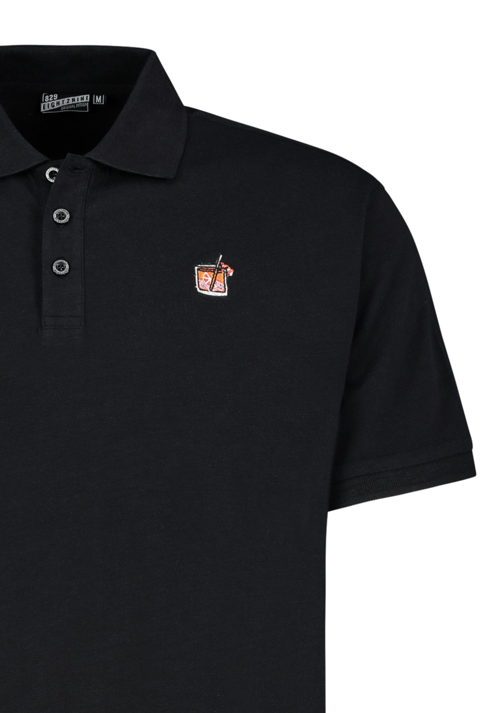Eight2Nine Poloshirt mit Knopfleiste und Iconic Emblem für Herren Baumwolle Regular Fit Polokragen Kurzarm unifarben Knopf
