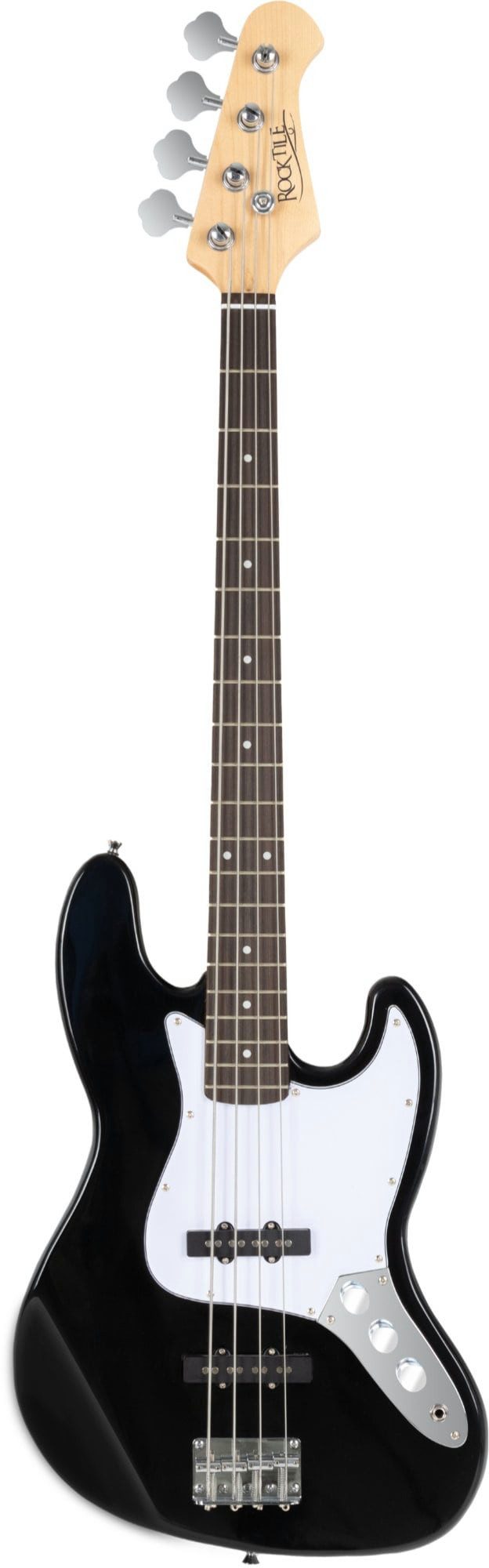 Rocktile E-Bass Fatboy II BK Black Starter Set, mit Clip-Tuner und Plektren im Spar-Set, mit Bassverstärker, Gitarrenständer und Gitarrengurt