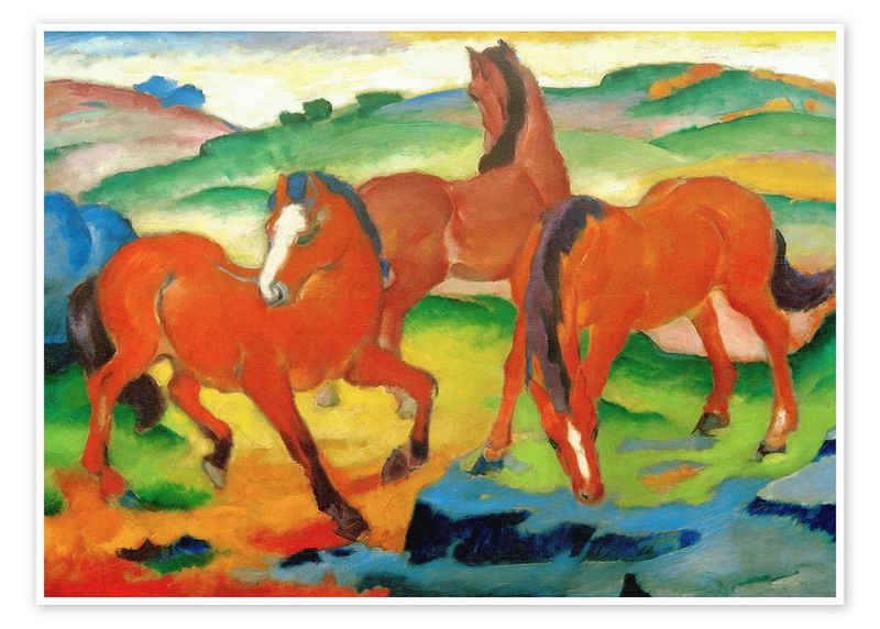 Posterlounge Poster Franz Marc, Weidende Pferde IV (Die Roten Pferde), Malerei