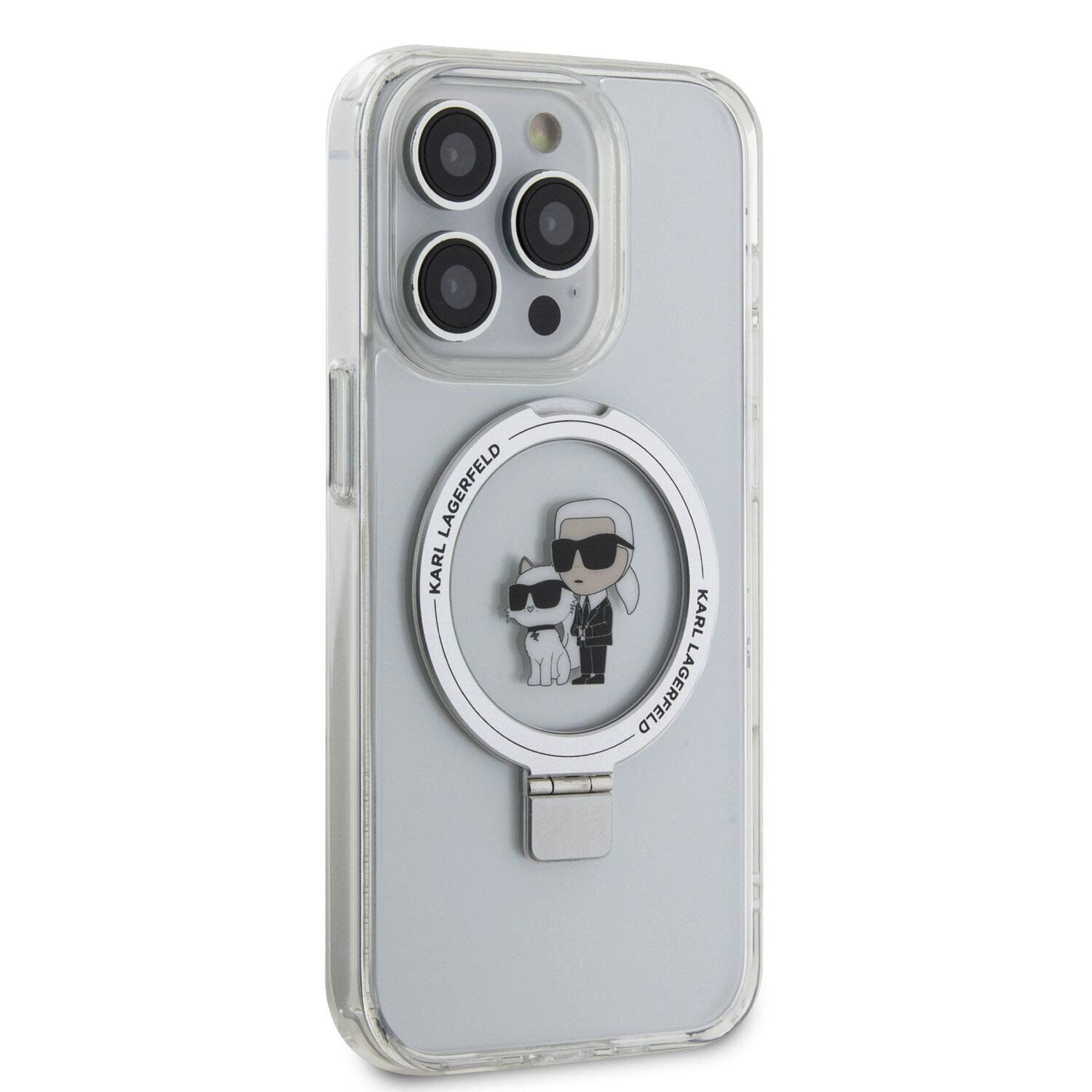 KARL LAGERFELD Handyhülle Hardcase iPhone 15 Pro Max MagSafe aufstellbar transparent 6,7 Zoll, Kantenschutz