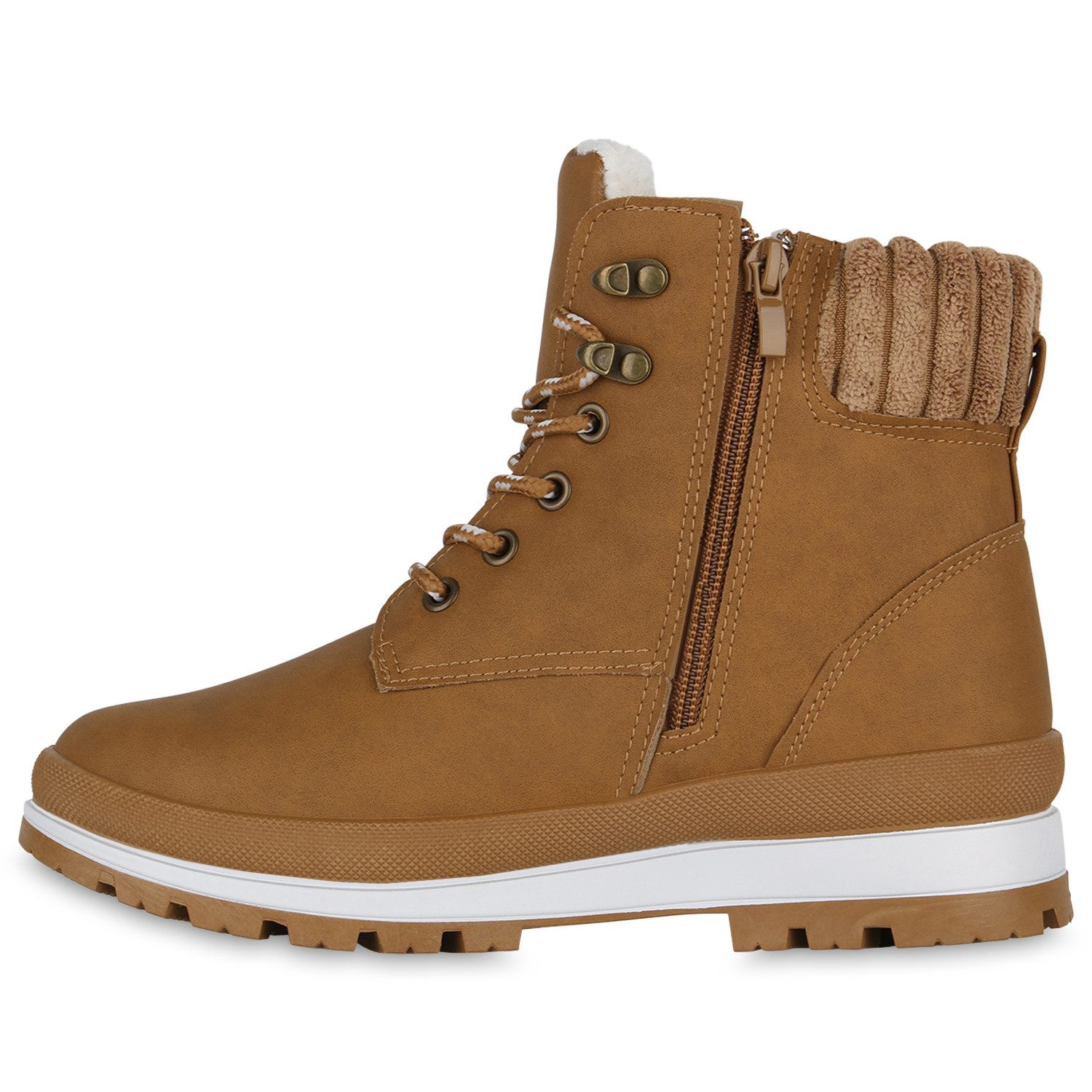 VAN HILL 840852 Stiefelette Damen Warm Gefütterte Worker Boots Profil-Sohle günstig online kaufen