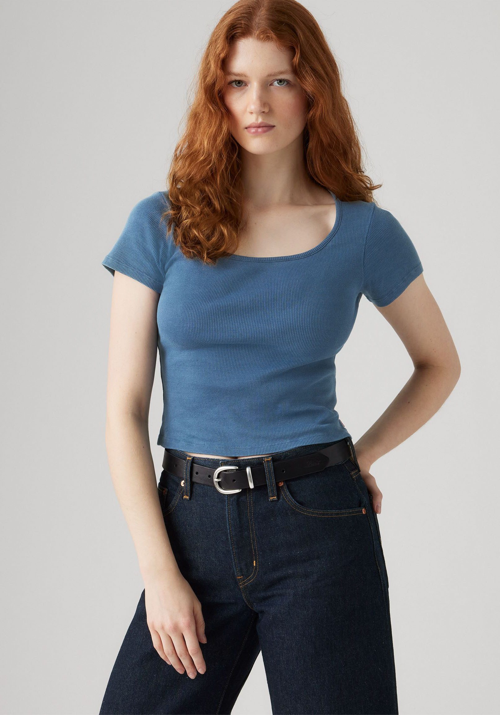 Levi's® T-Shirt ESSENTIAL SQRD NE Feinrippqualität günstig online kaufen