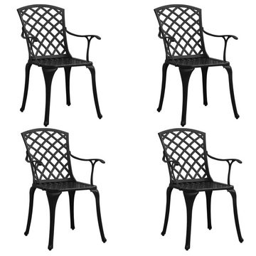 vidaXL Garten-Essgruppe 5-tlg Bistro-Set Aluminiumguss Schwarz Sitzgruppe Set