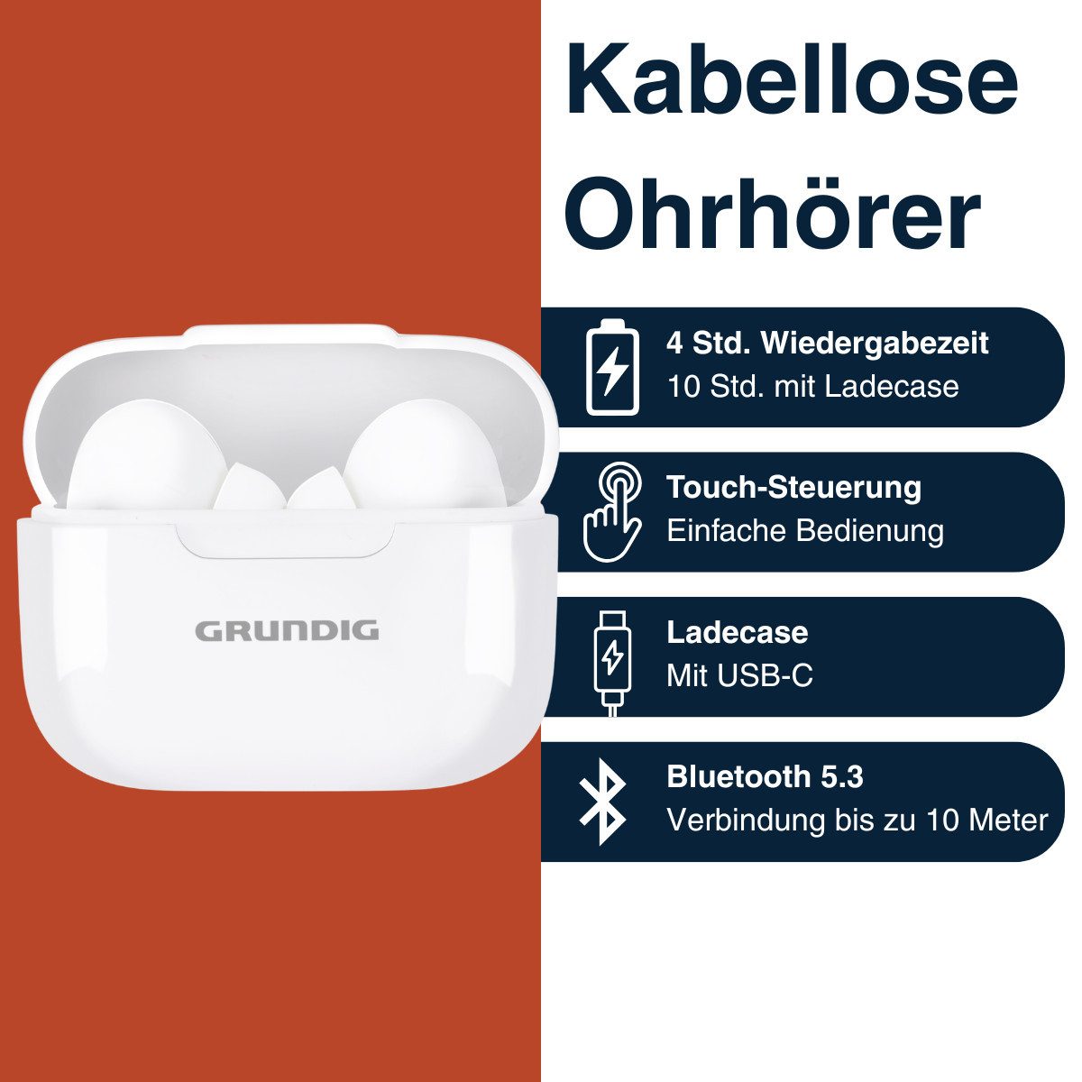 Grundig Grundig Kopfhörer Kabellos Bluetooth - Bluetooth Kopfhörer In-Ear-Kopfhörer
