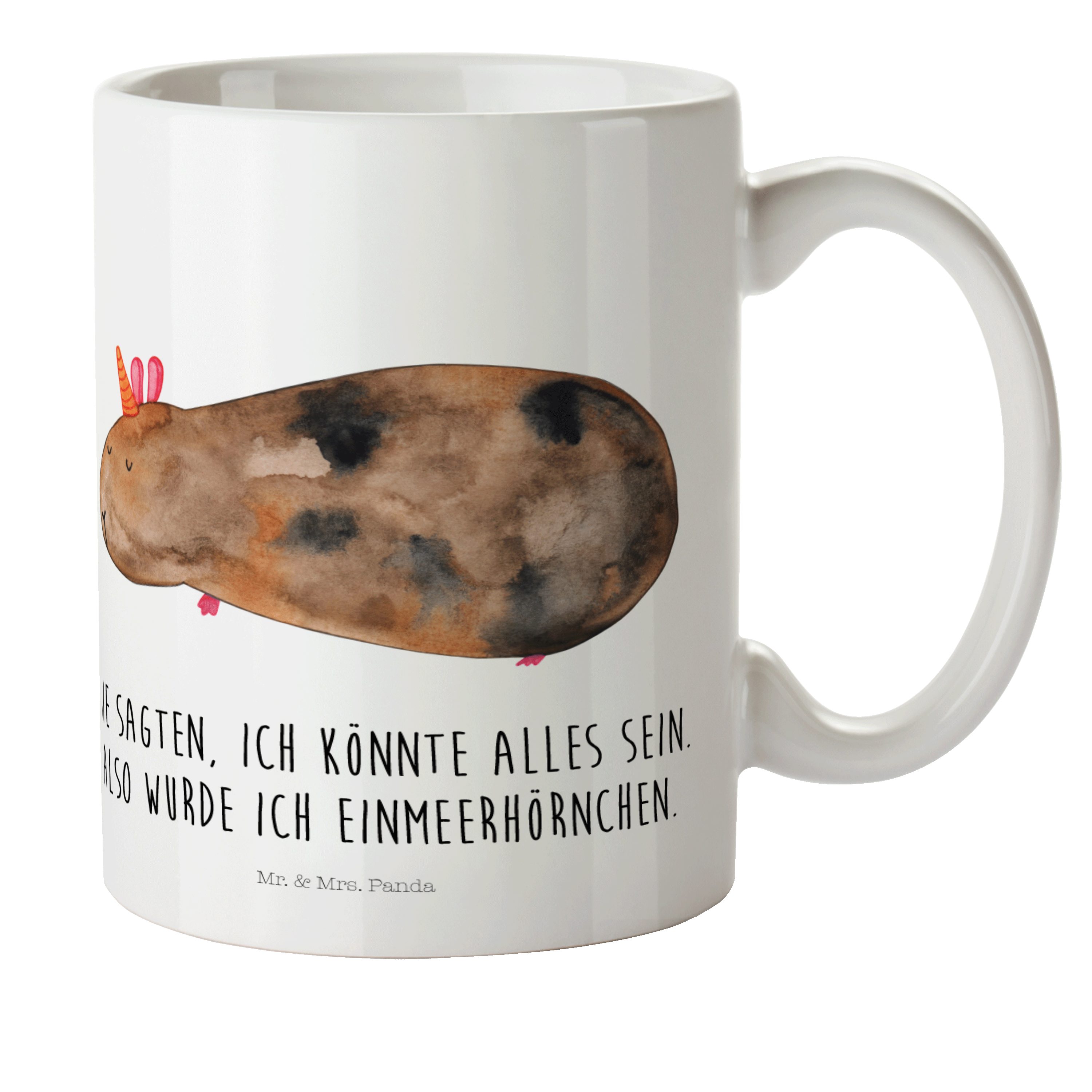 Mr. & Mrs. Panda Kunststoff - Kinderbecher - Meerhörnchen Einhorn, Geschenk, Reisetasse, Kaffeetasse, Mee, Weiß