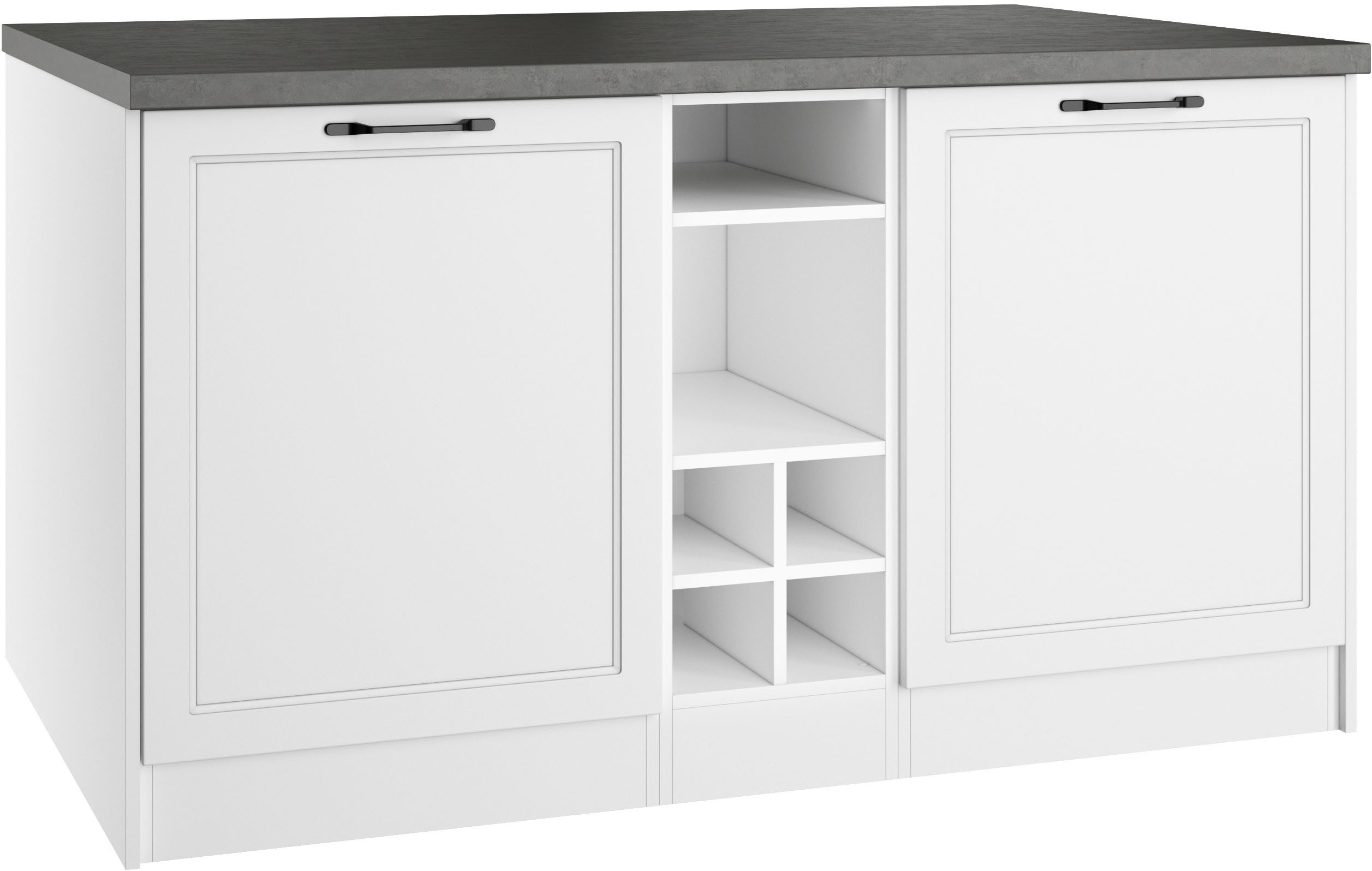 KOCHSTATION Kücheninsel KS-Lani, Breite 153 cm, mit Flaschenregal, MDF-Fronten, Arbeitsplatte 38mm stark