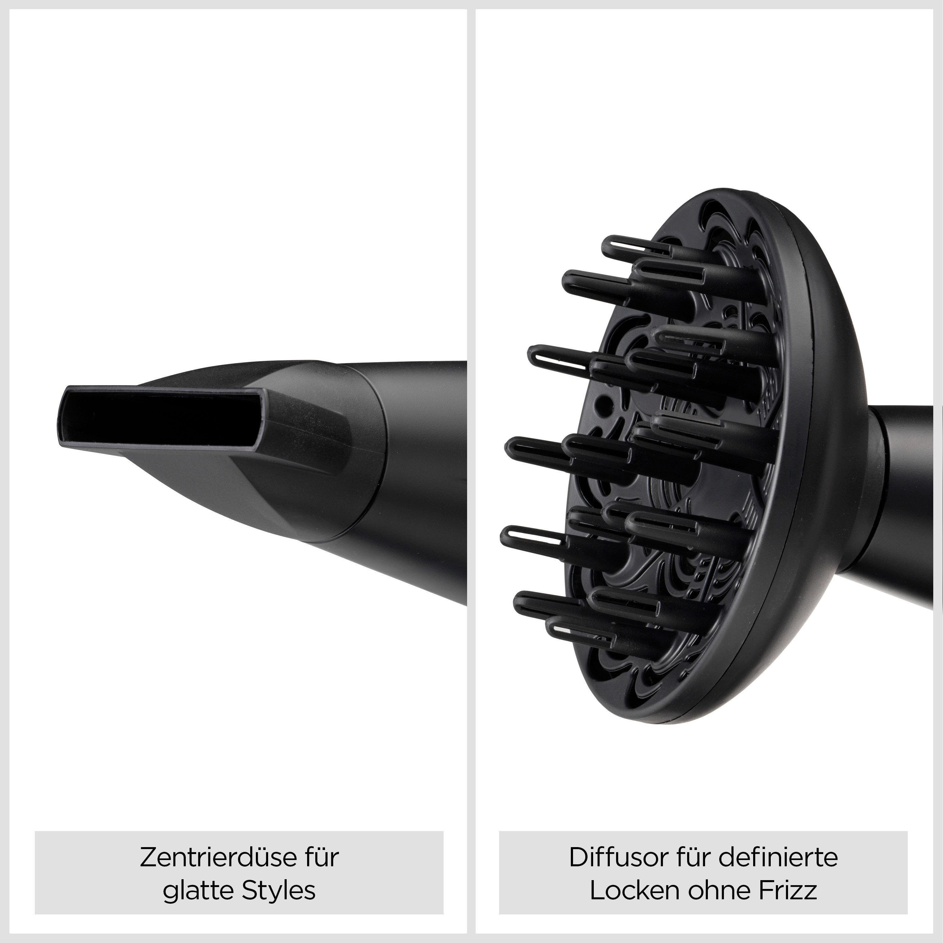 BaByliss Haartrockner BaByliss Turbo Smooth 2200 Haartrockner, D572DE, 2200 W, 2200W, Fön mit Ionen-Technologie, Föhn mit 2 Aufsätzen inkl. Diffusor