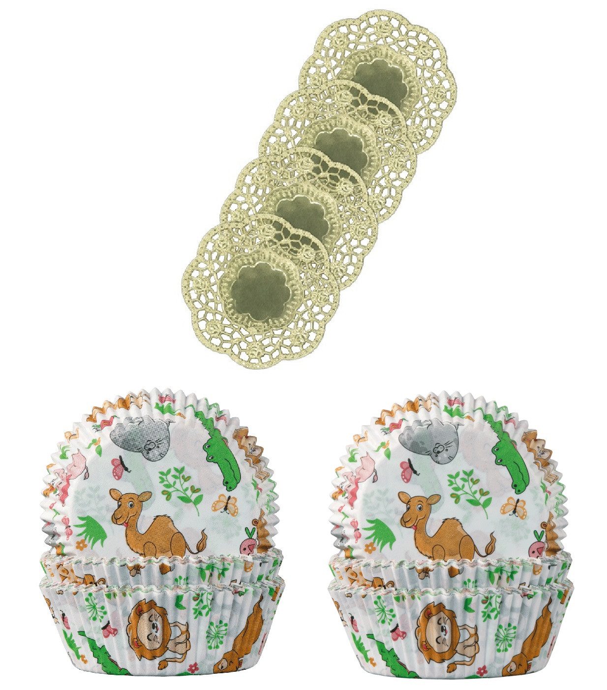 Demmler Muffinform 2er Set Tiere - Inklusive Tassendeckchen in Gold, zum Dekorieren und Backen von Muffins - Made in Germany