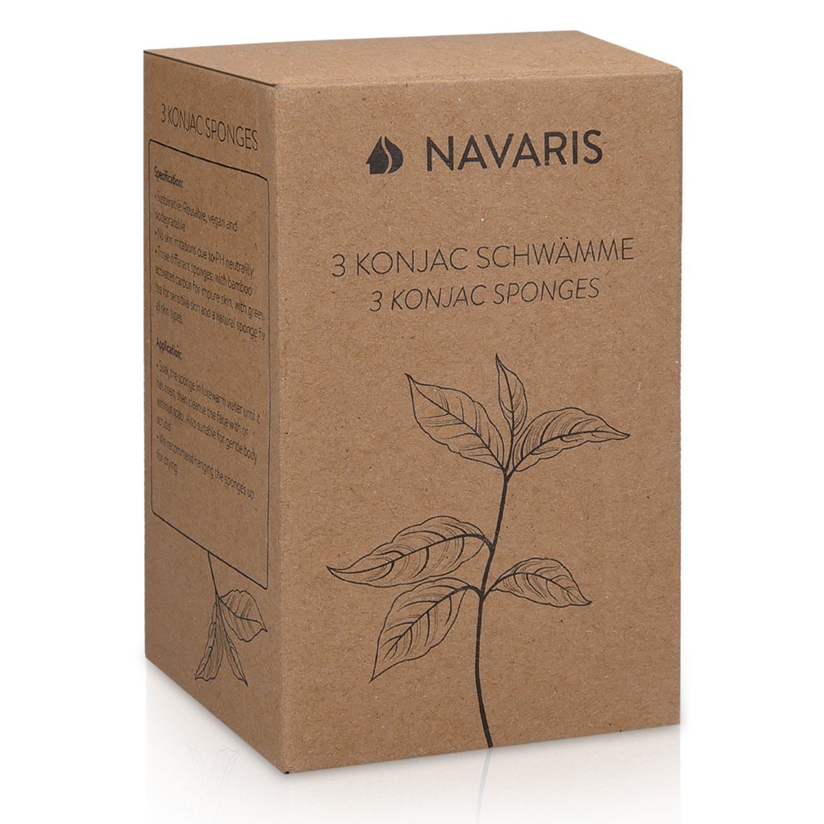 Duschschwamm Navaris 3 Konjac-Gesichtsschwämmen vegan pH-neutral aus Set - und