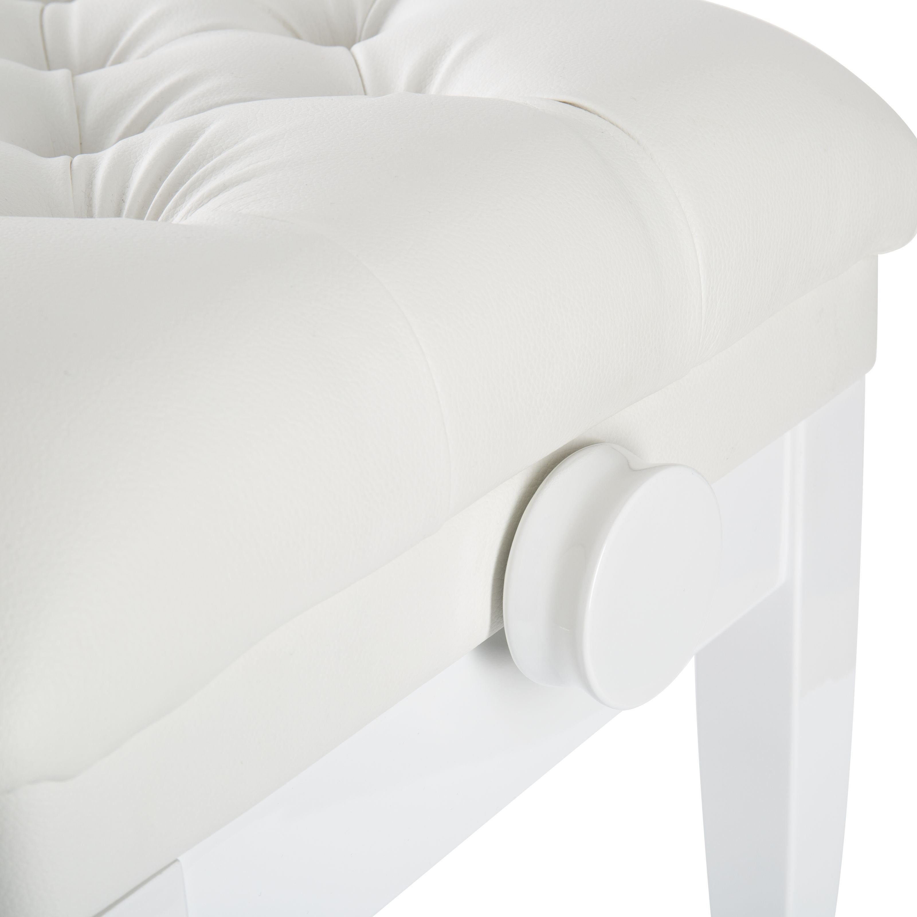 FAME Klavierbank (PB-30C WH Klavierbank Höhenverstellbar Robust Weißer Kunstlederbezug Mattes Finish Gummifüße Ideal für Pianisten, Sitzbänke, Klavierbänke), Klavierbank, Höhenverstellbar, Weißer Kunstlederbezug