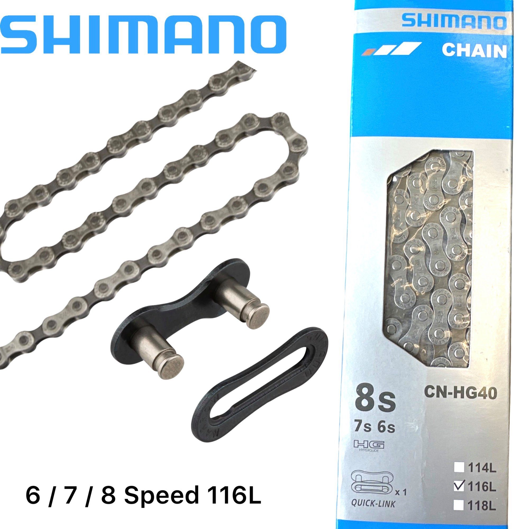 Shimano Fahrradkurbel Shimano Fahrrad Kette CN-HG40 116 Glieder 7- / 8-fach Quick-Link