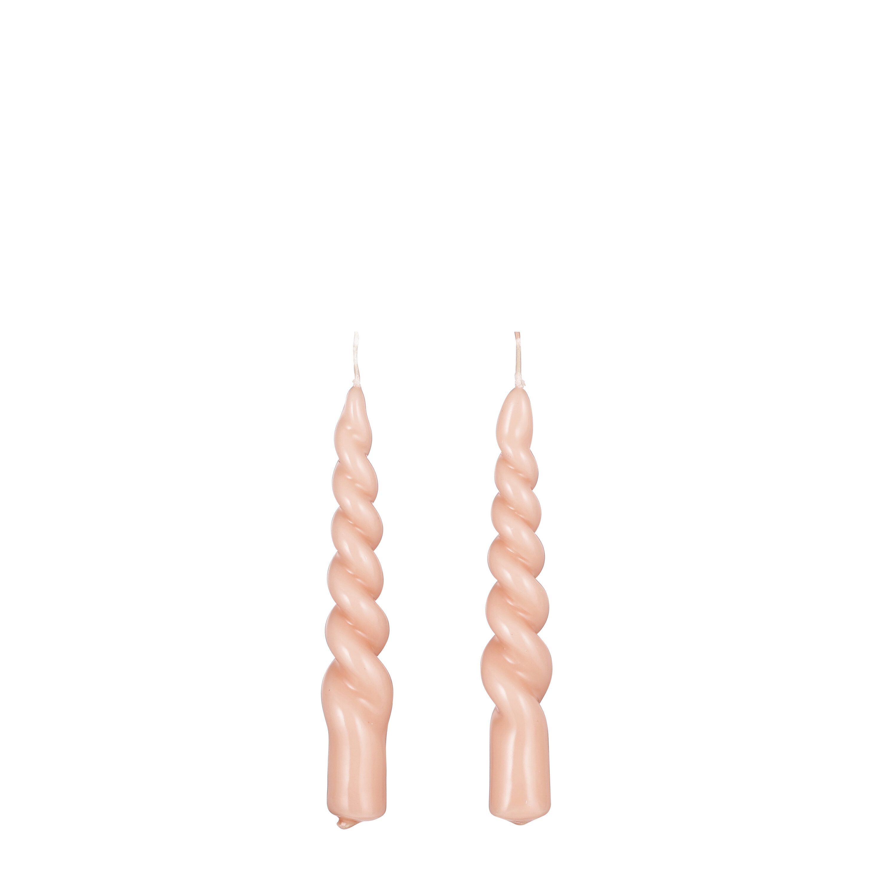 Mica Decorations Tafelkerze Mica Decorations Twist Kerze rosa glaensend 2 Stueck - h15xd2,2cm