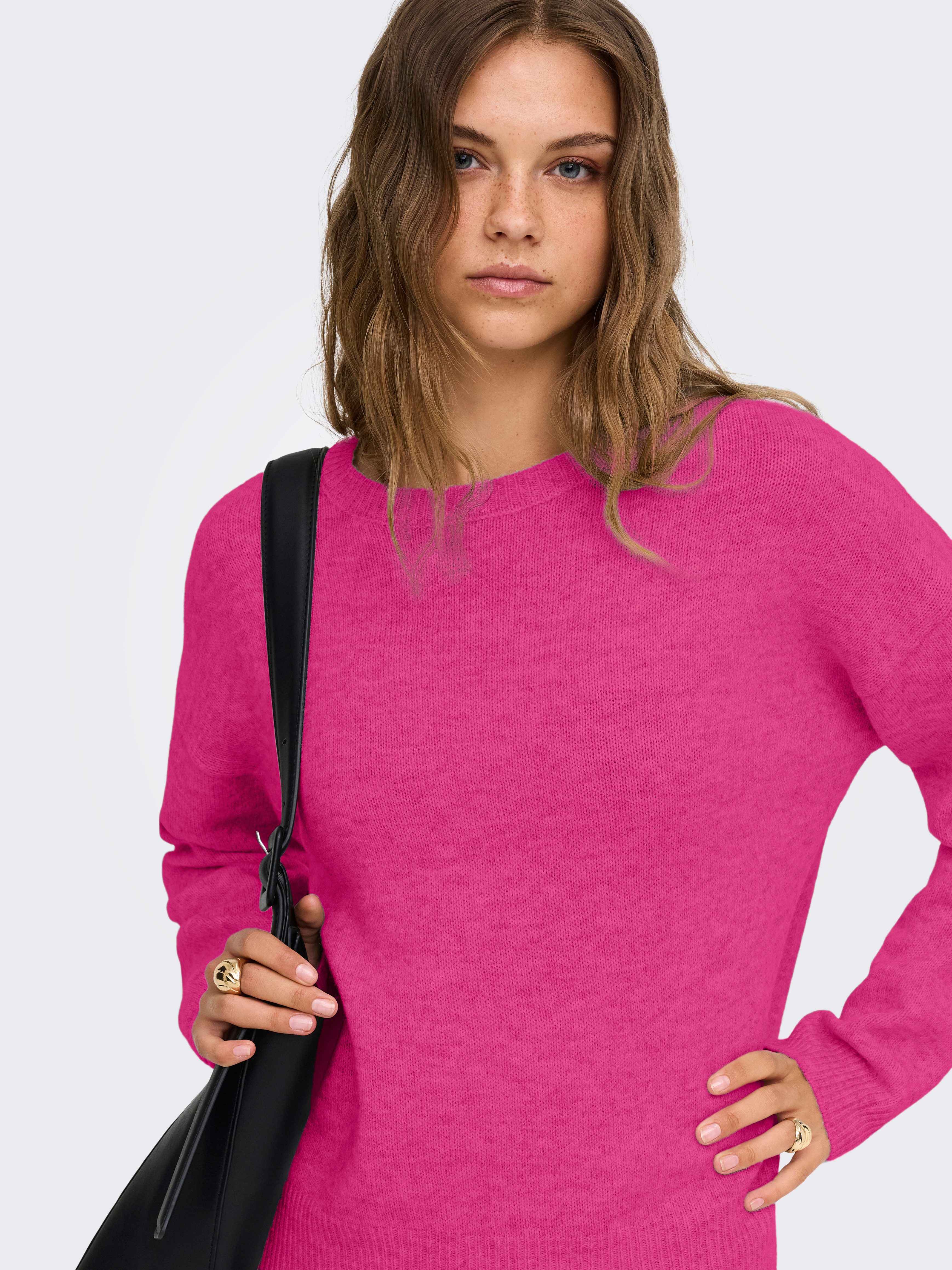 ONLY Strickpullover ONLOLIVIA LS O-NECK CC KNT Materialmix, regular fit