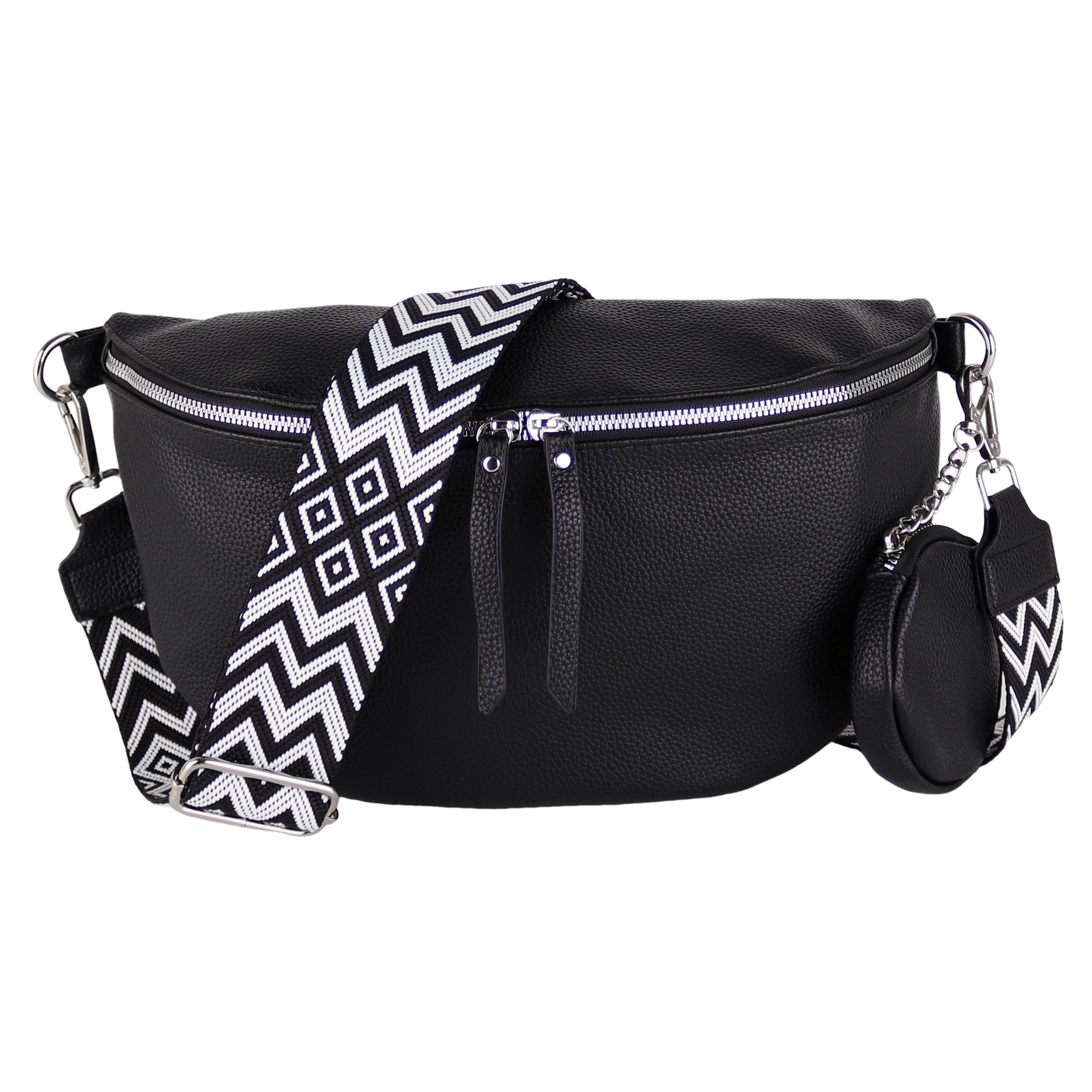 MIRROSI Bauchtasche Damen Taschen, Umhängetasche, Brusttasche, 33x20x10cm oder 24x14x7cm (Schultertasche aus Veganleder für jeden Anlass), Crossbody Bag, Bohemian gemusterten & verstellbaren Schulterriemen