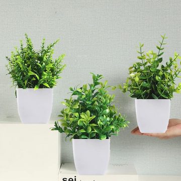 Kunstgras Künstliche Pflanzen Mini Künstliches Topfpflanzen Gefälschte 4 Stück, HIBNOPN