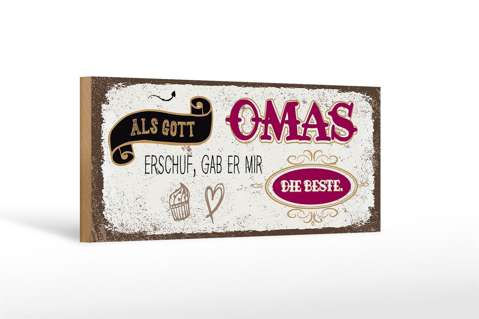 Femer GmbH Holzbild Spruch Gott gab mir die beste Oma 27x10cm, (1 St), Glatte Holzfaserplatte (MDF), vorn beschichtet