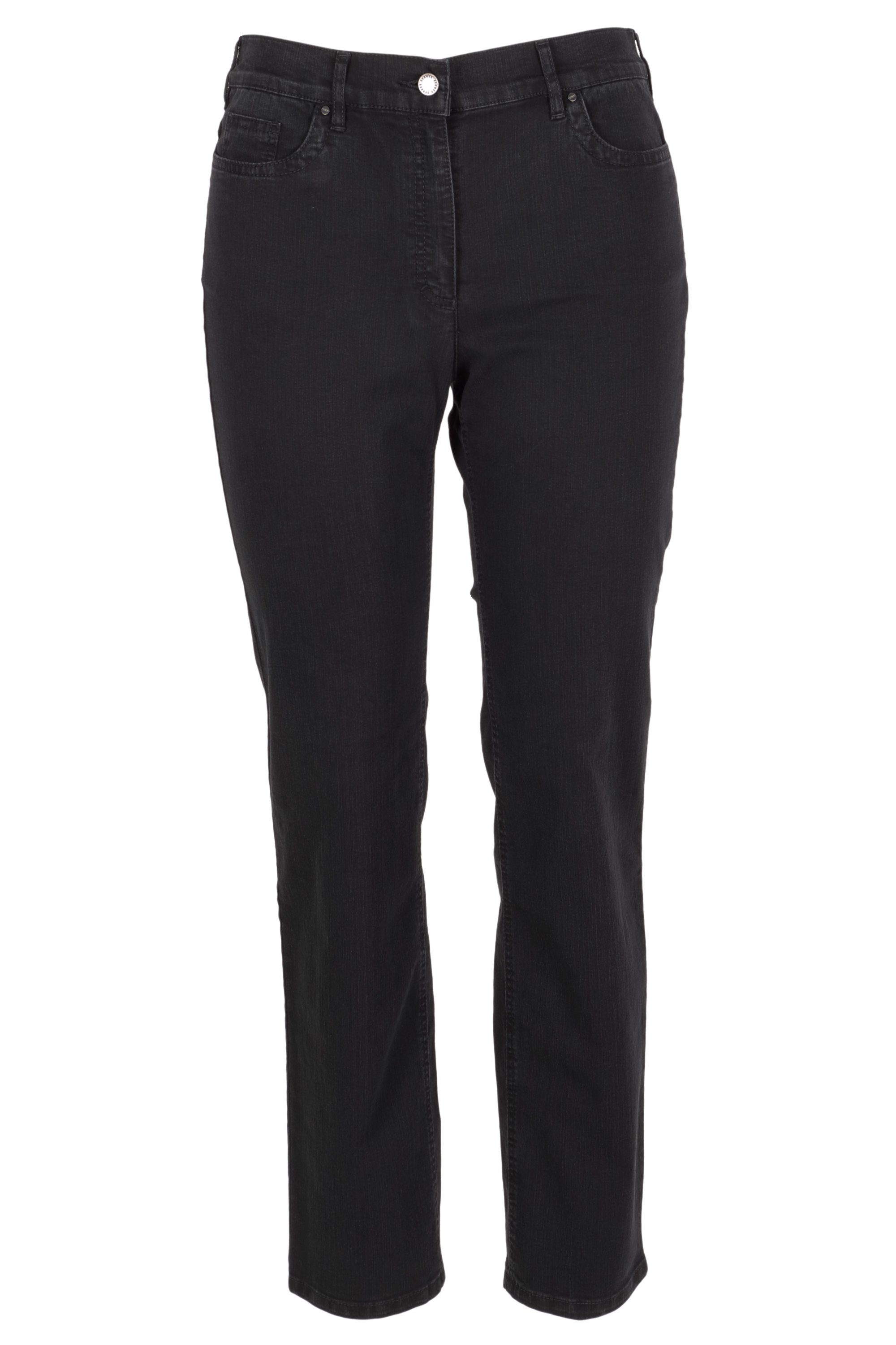 Zerres 5-Pocket-Jeans Zerres Damen Jeans Greta elastische Einsätze (1-tlg) schwarz