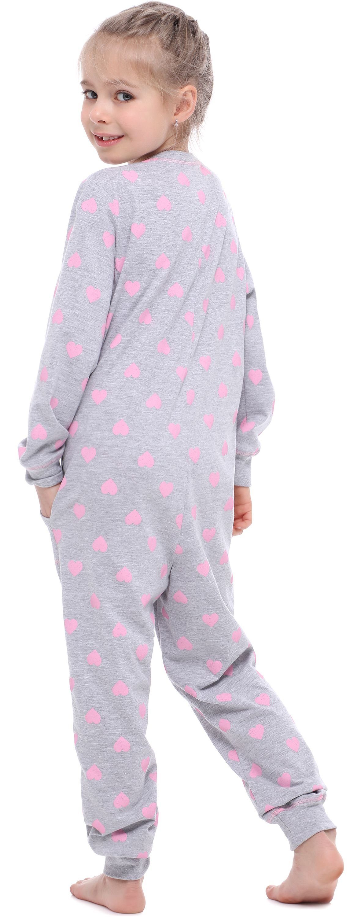 Mädchen Style Melange Schlafanzug Herzen Jumpsuit Rosa MS10-186 Merry Schlafanzug